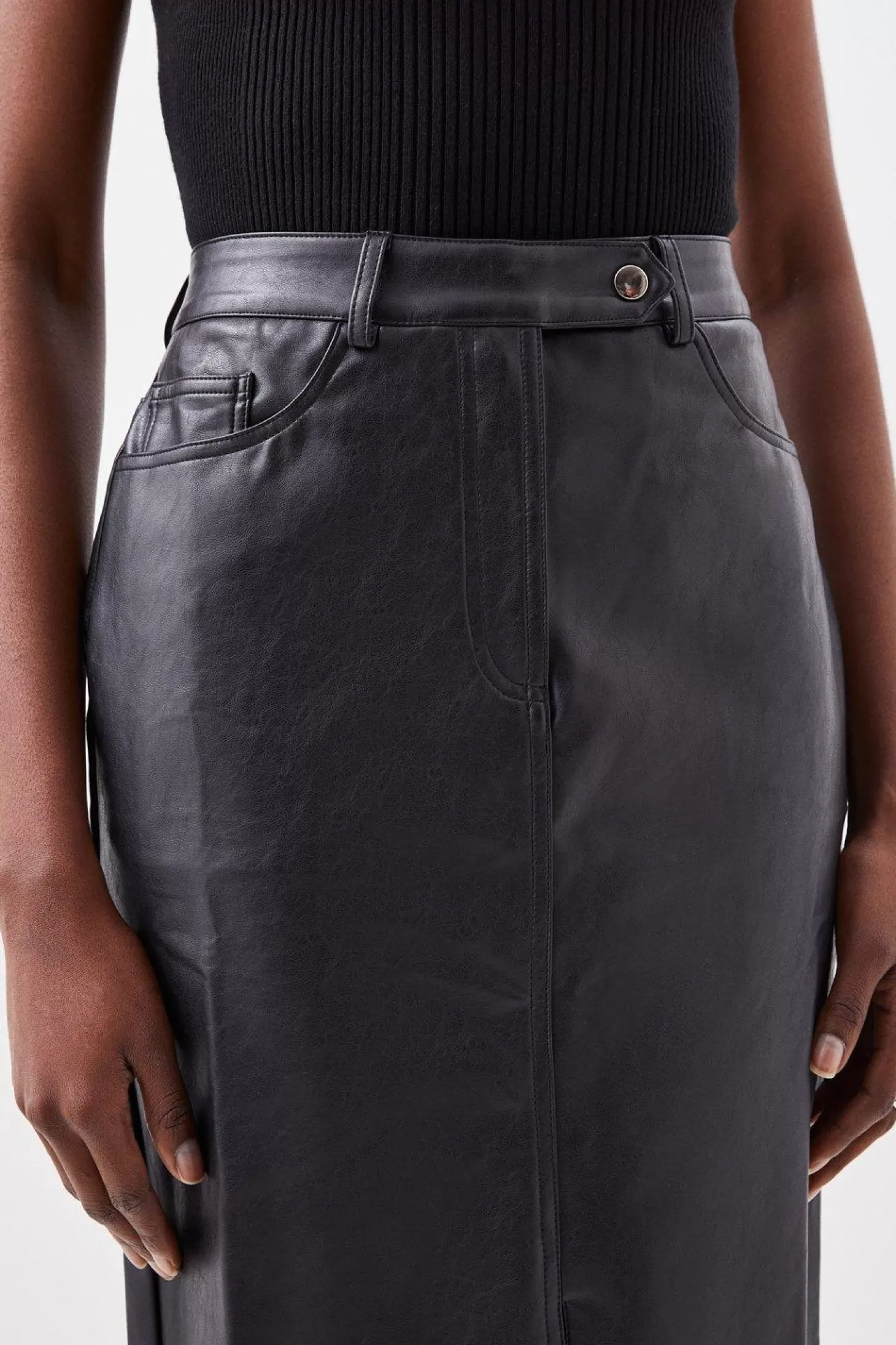 Karen Millen Petite Faux Leather Pencil Midaxi Skirt