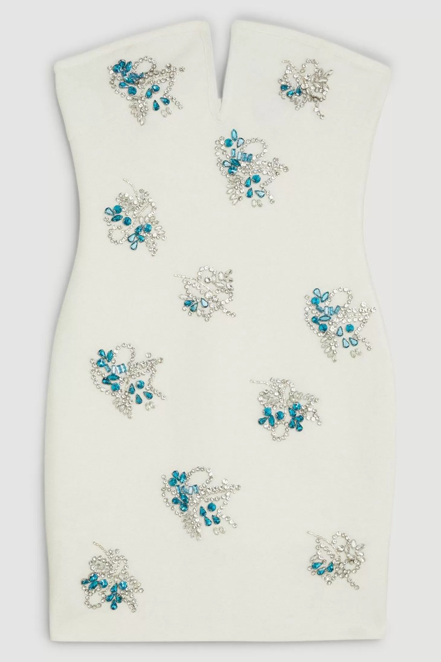 Karen Millen Petite Figure Form Bandage Embellished Bandeau Knit Mini Dress
