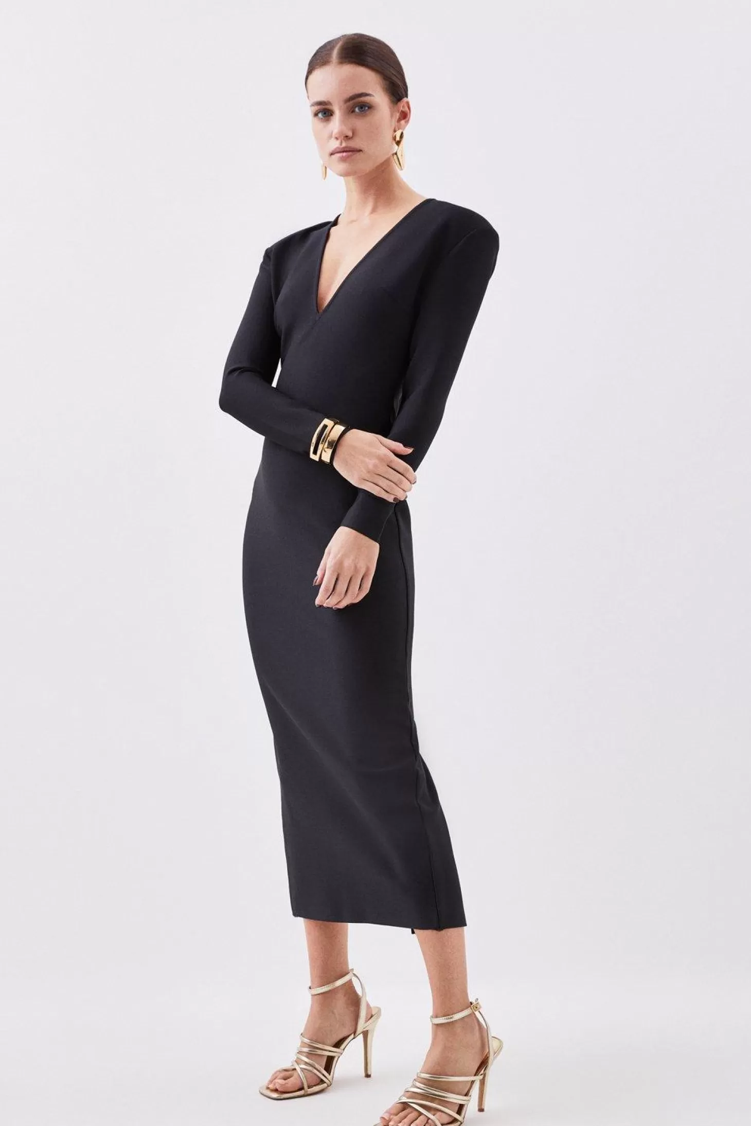 Karen Millen Petite Figure Form Bandage Knit Midaxi Dress