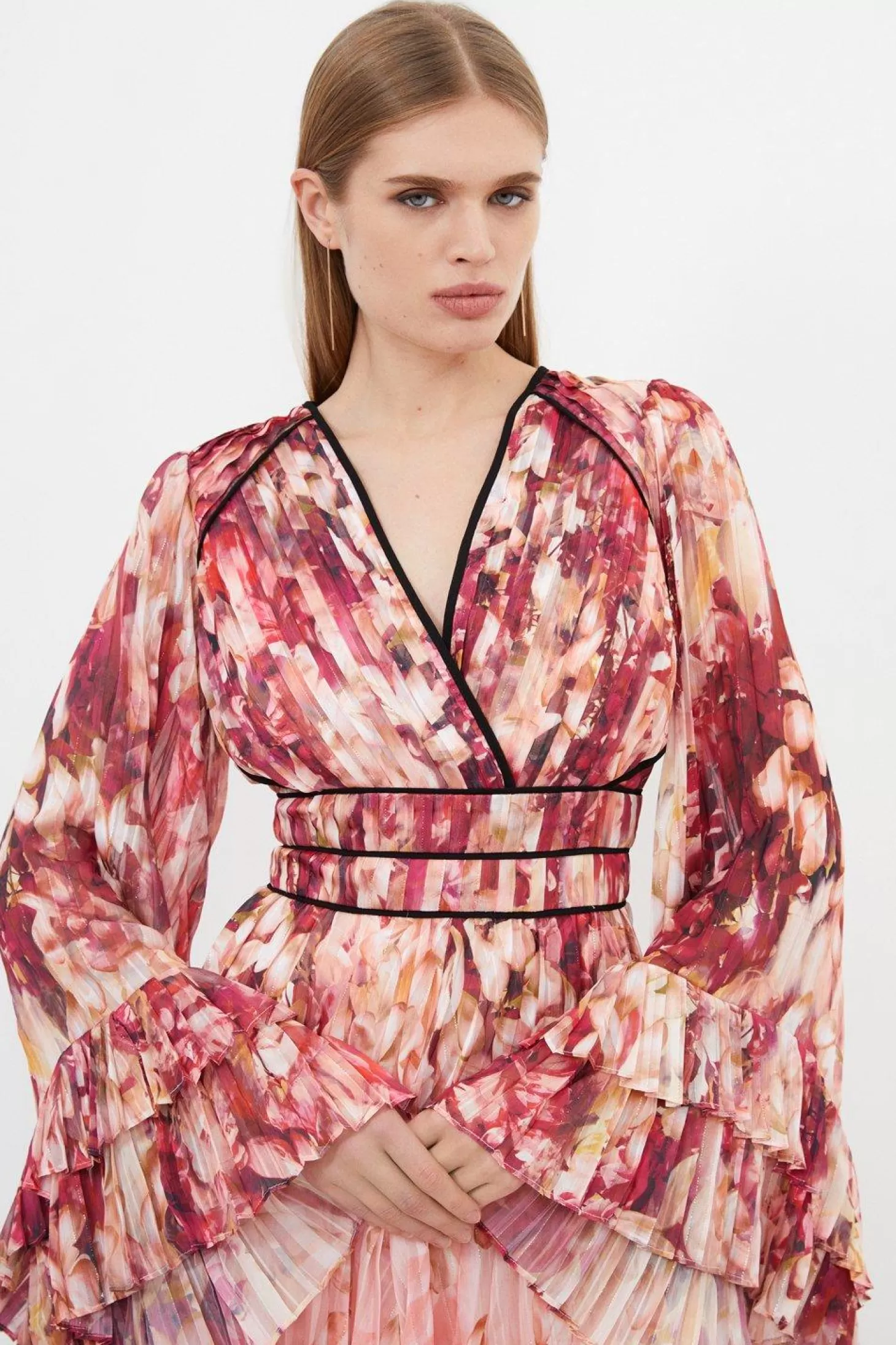 Karen Millen Petite Floral Drama Kimono Woven Maxi Dress