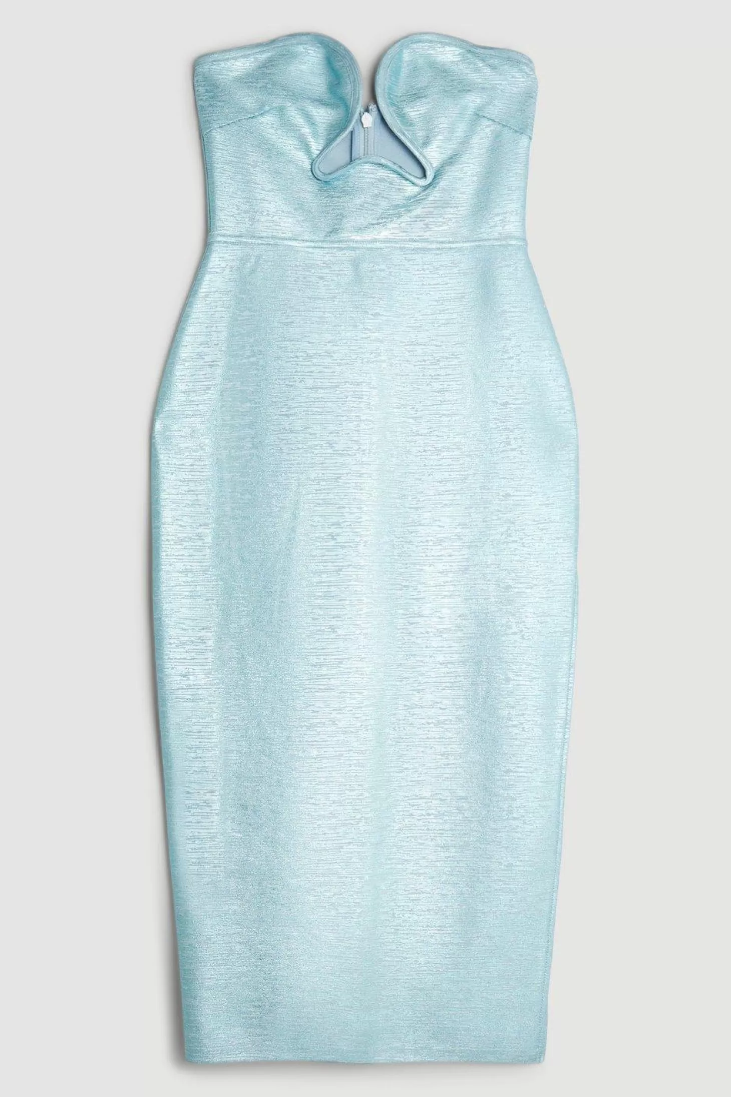 Karen Millen Petite Foiled Figure Form Bandage Corset Detail Knit Midi Dress