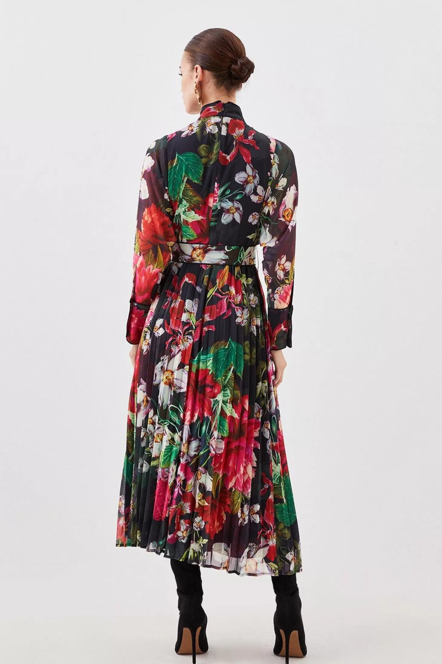 Karen Millen Petite Garden Georgette Pleated Woven Maxi Dress