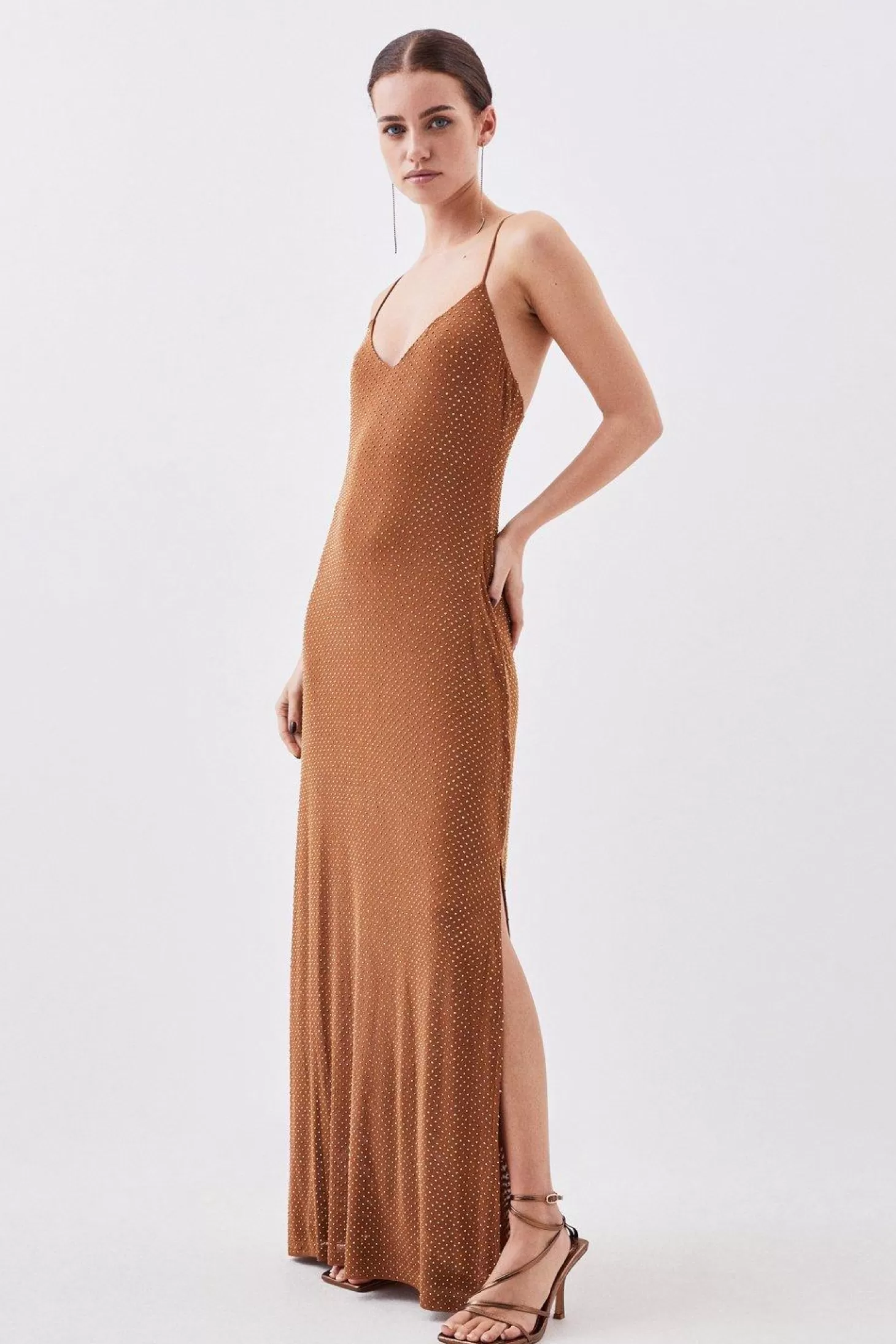 Karen Millen Petite Jersey Embellished Strappy Maxi Dress