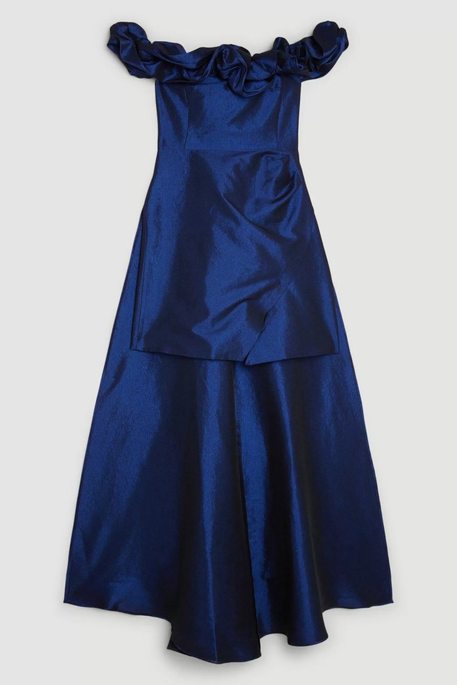 Karen Millen Petite Metallic Off Shoulder High Low Tailored Mini Dress