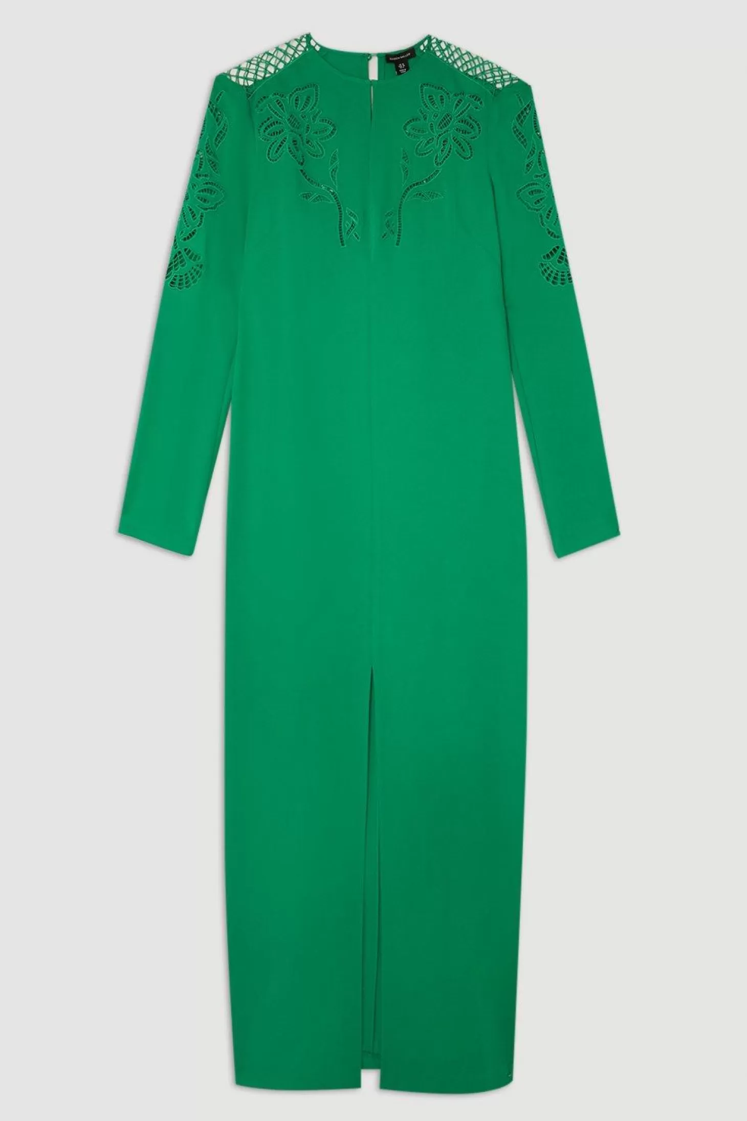 Karen Millen Petite Premium Cady Cutwork Woven Long Sleeve Maxi Dress