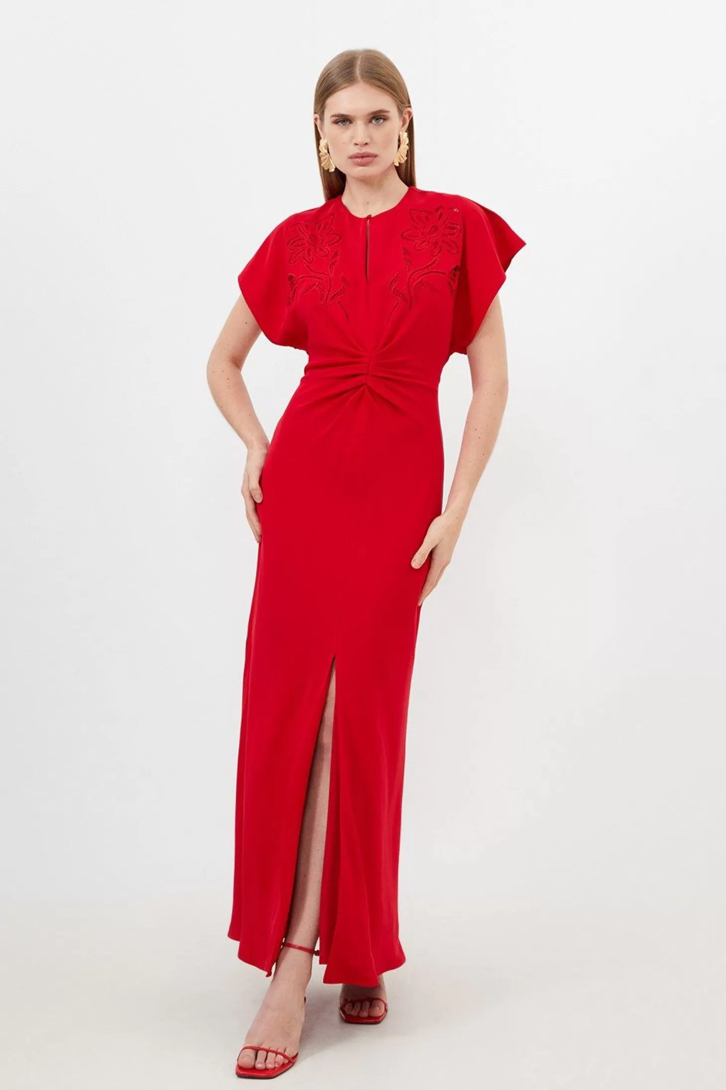 Karen Millen Petite Premium Cady Cutwork Woven Maxi Dress