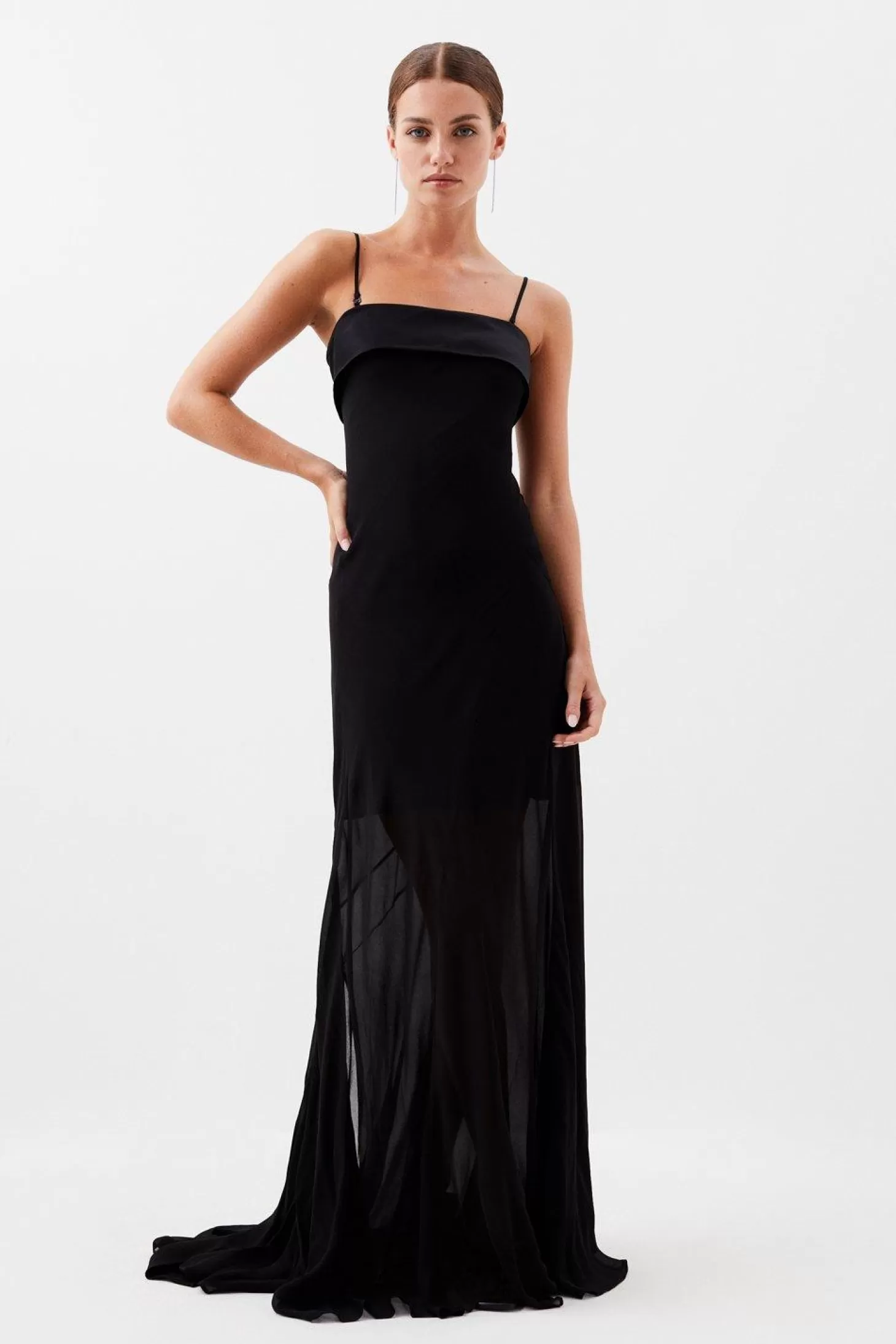 Karen Millen Petite Premium Georgette Bandeau Maxi Dress