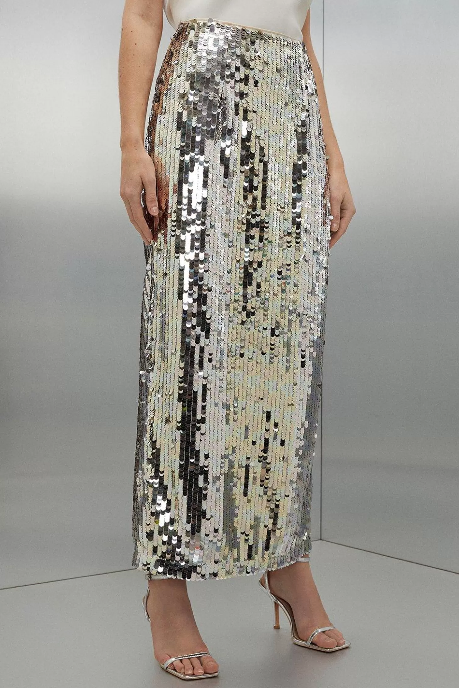 Karen Millen Petite Sequin Woven Midaxi Skirt