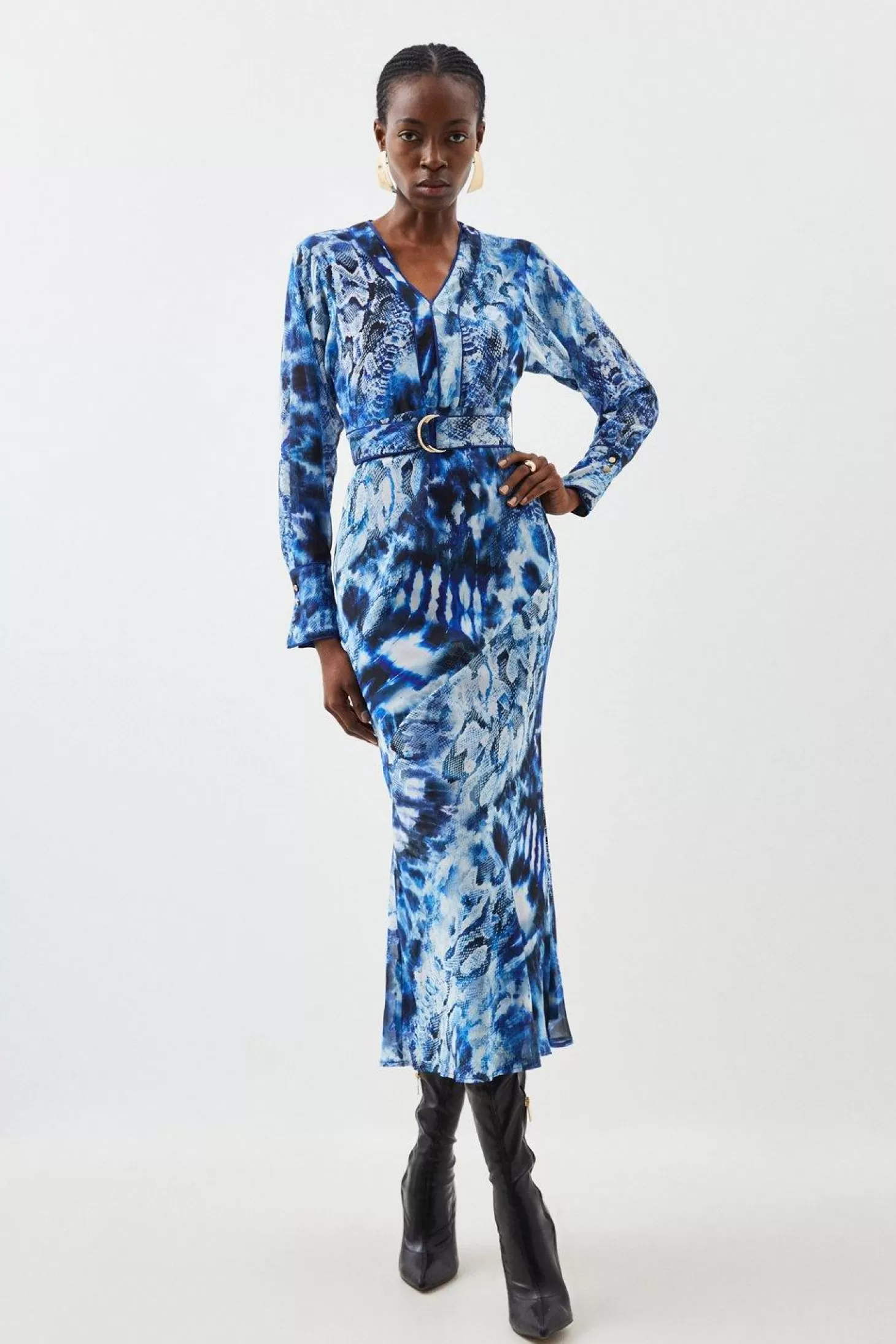 Karen Millen Petite Georgette Woven Maxi Dress With Scarf Detail