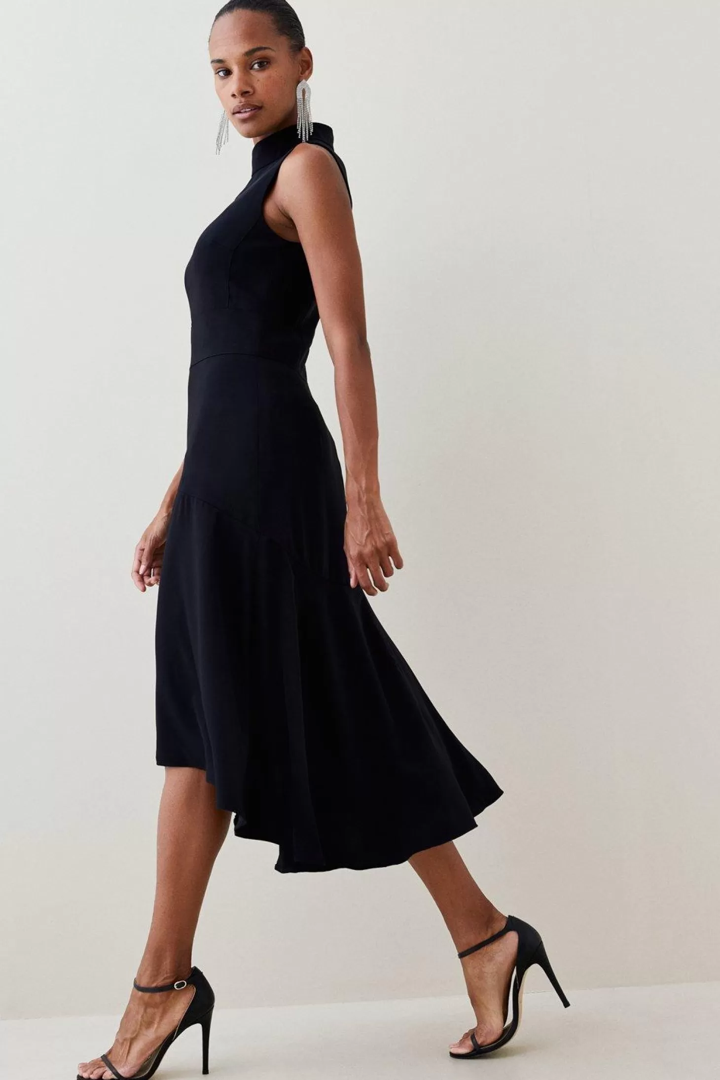 Karen Millen Petite Soft Tailored High Low Midi Dress