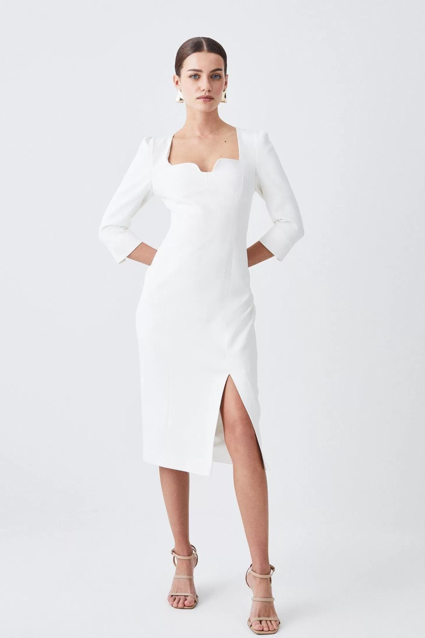 Karen Millen Petite Structured Crepe Sweetheart Neck Midaxi Dress