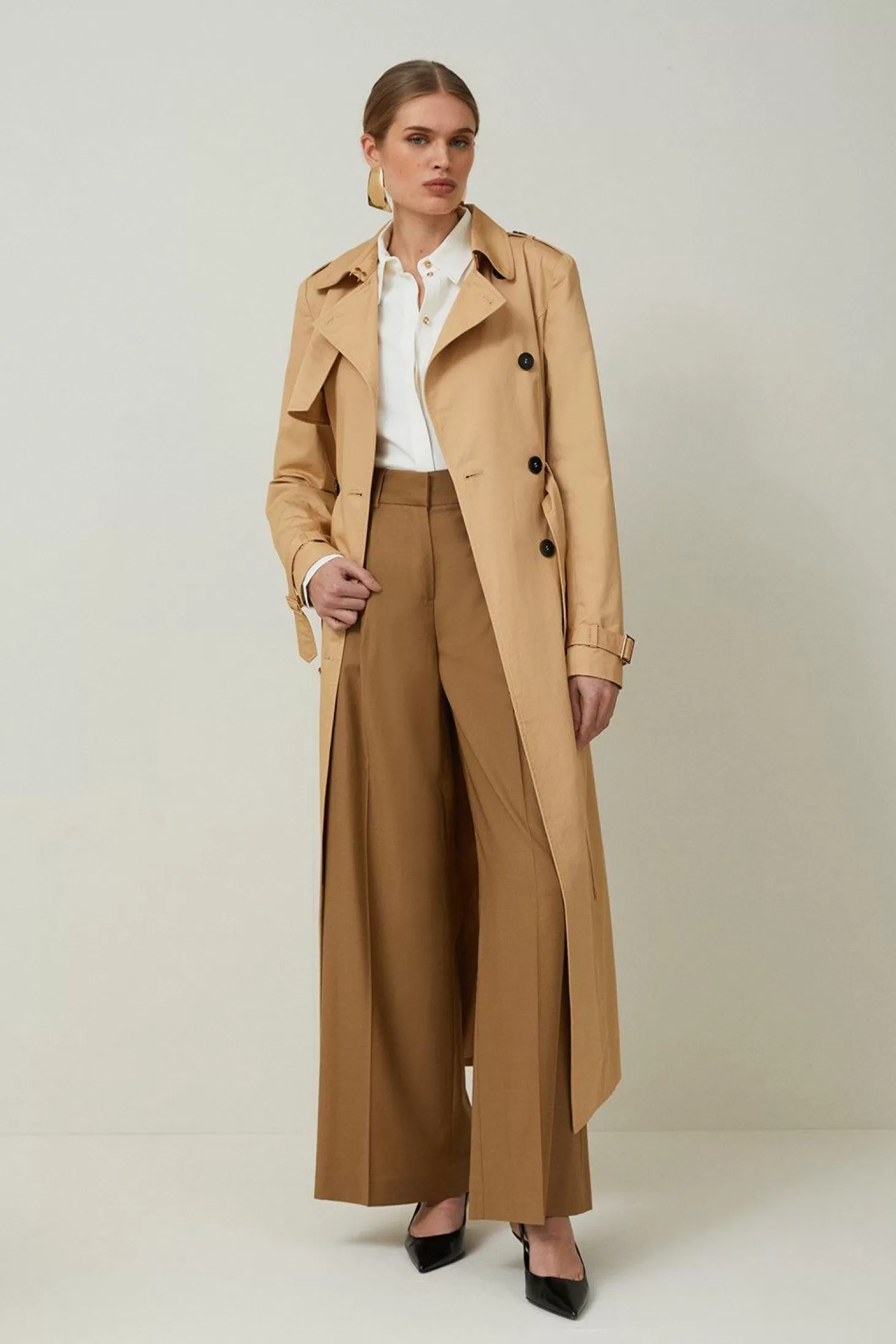 Karen Millen Petite Tailored Classic Belted Trench Coat