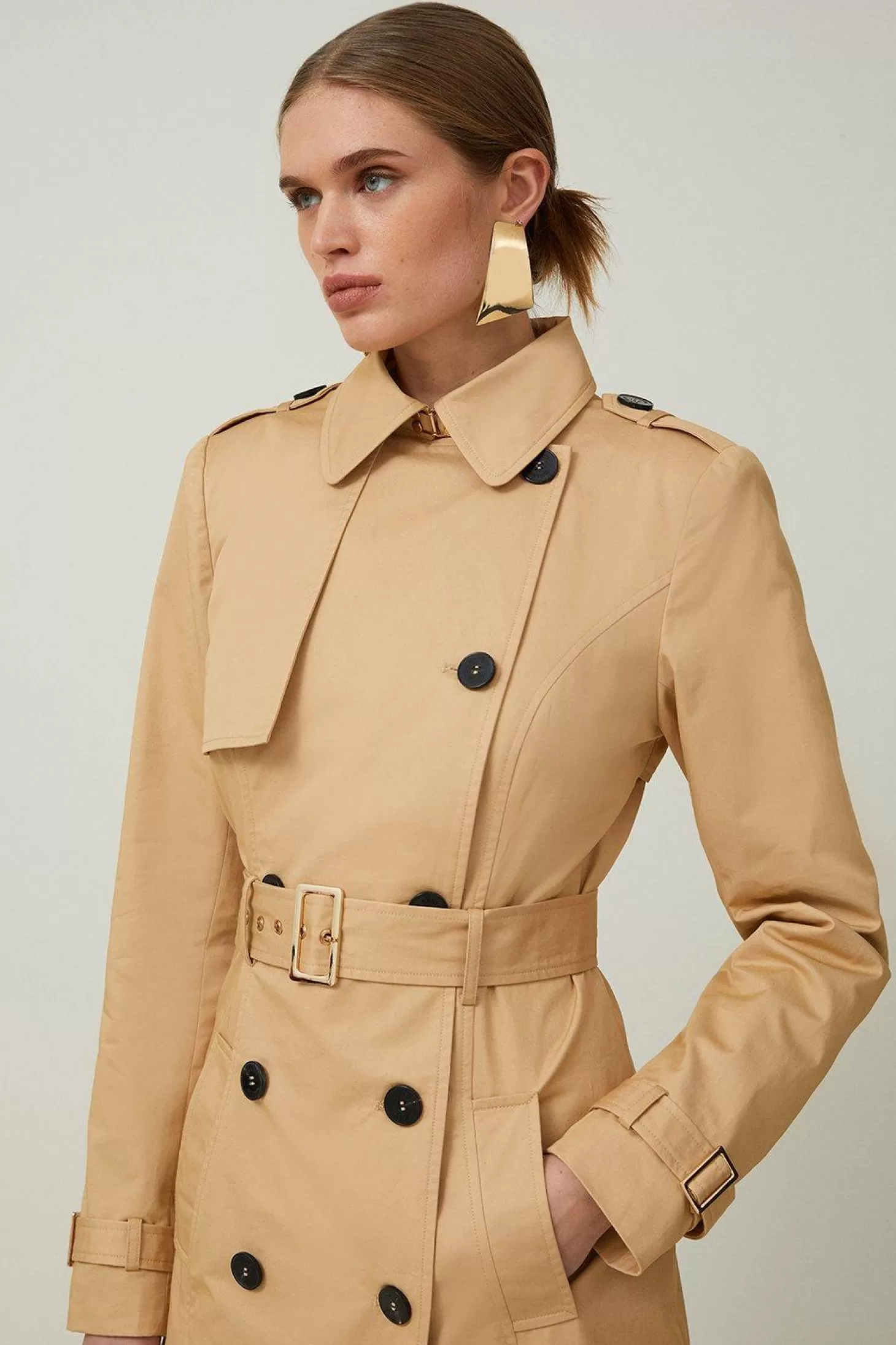 Karen Millen Petite Tailored Classic Belted Trench Coat