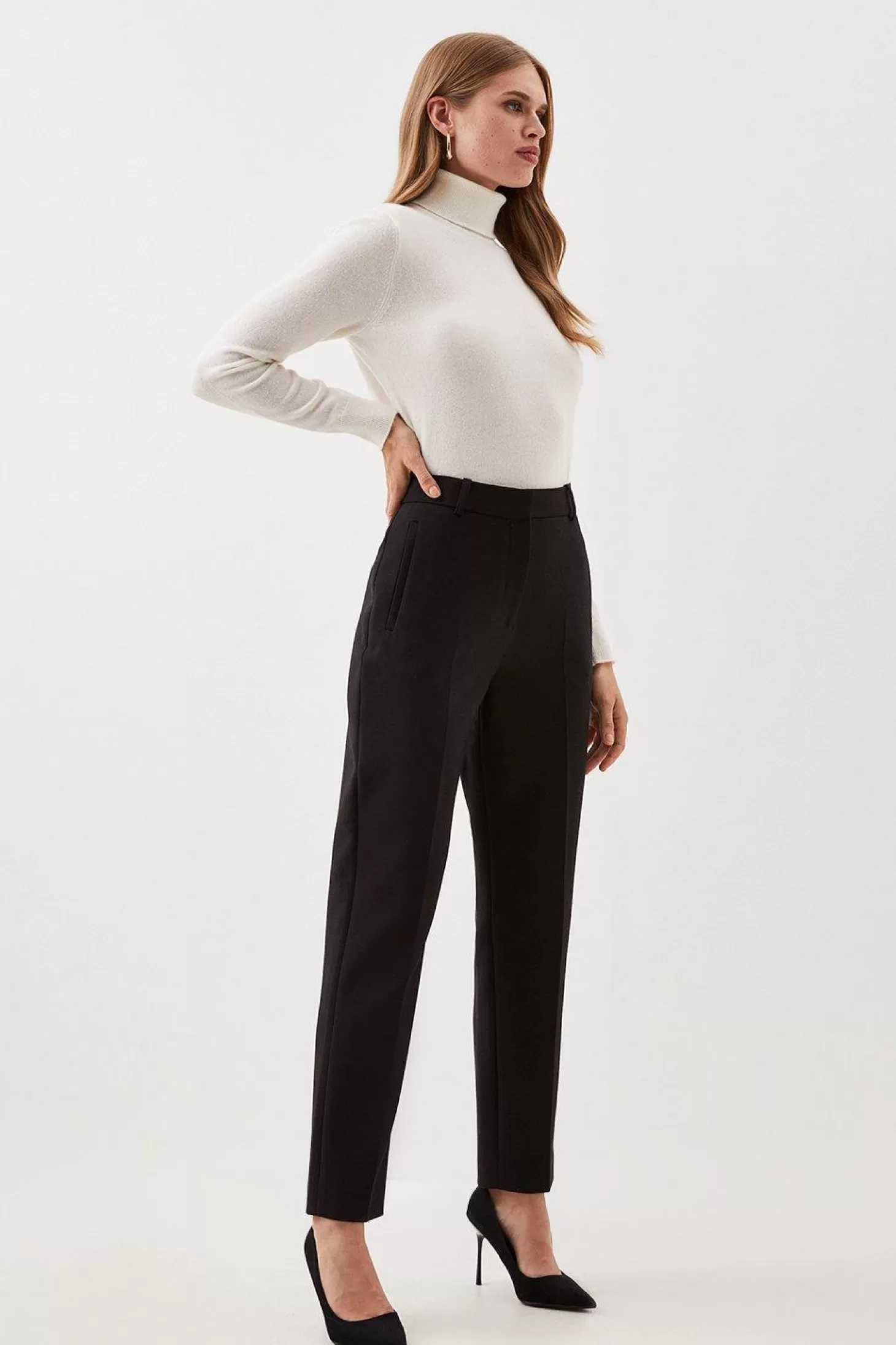 Karen Millen Petite Tailored Compact Stretch Slim Leg Dress Pants