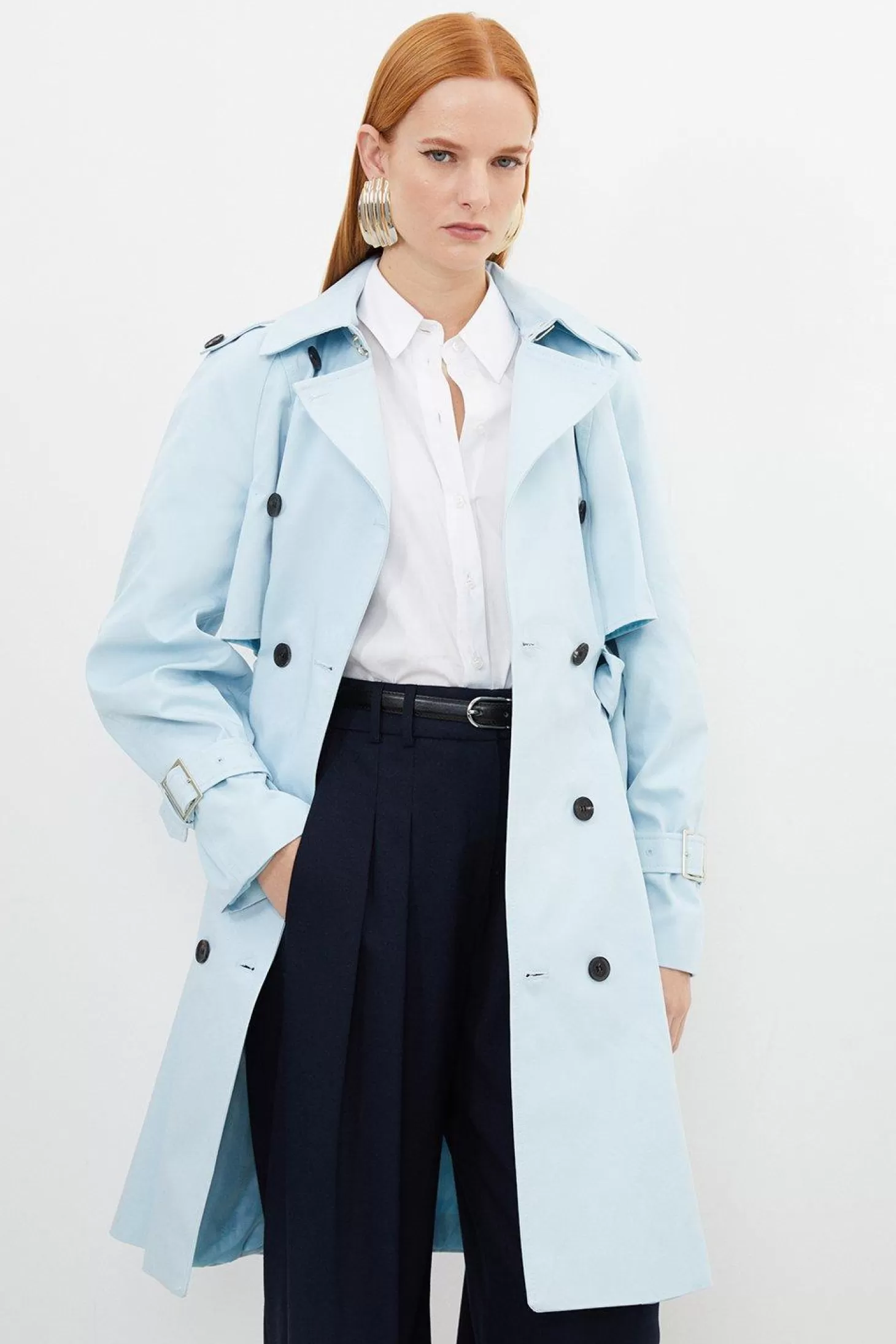 Karen Millen Petite Tailored Full Skirt Midi Trench Coat