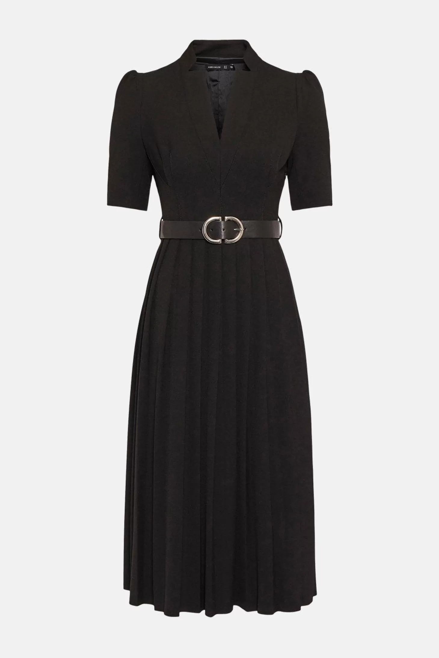 Karen Millen Petite Tailored Structured Crepe Forever Pleat Midi Dress