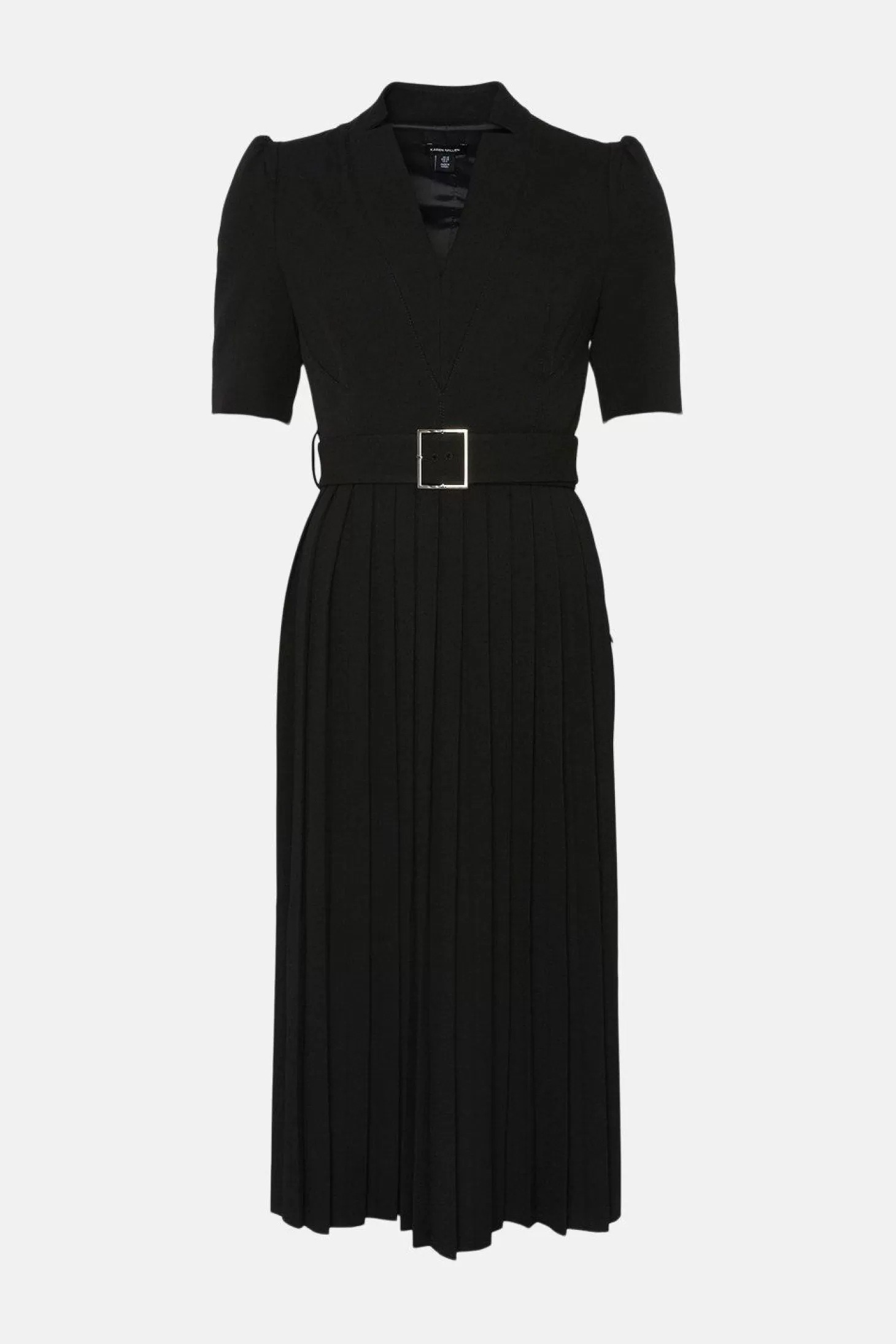 Karen Millen Petite Tailored Structured Crepe Forever Pleat Midi Dress