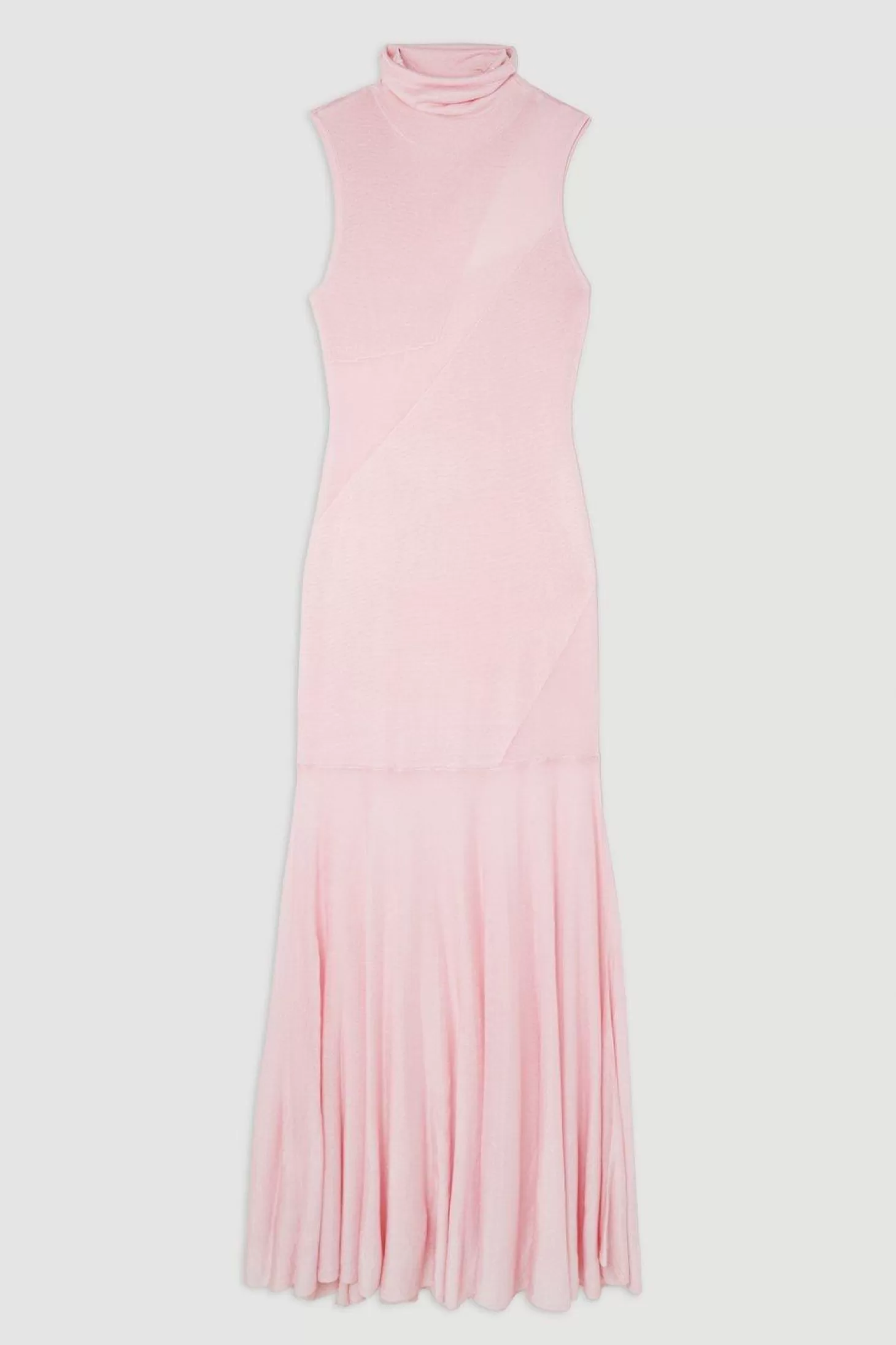 Karen Millen Petite Viscose Blend Slinky Sheer Knit Roll Neck Maxi Dress