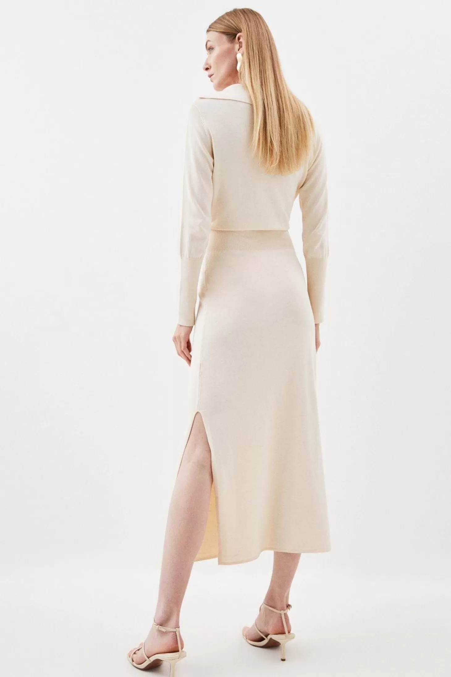 Karen Millen Petite Viscose Blend Soft Touch Fly Collar Knit Midaxi Dress