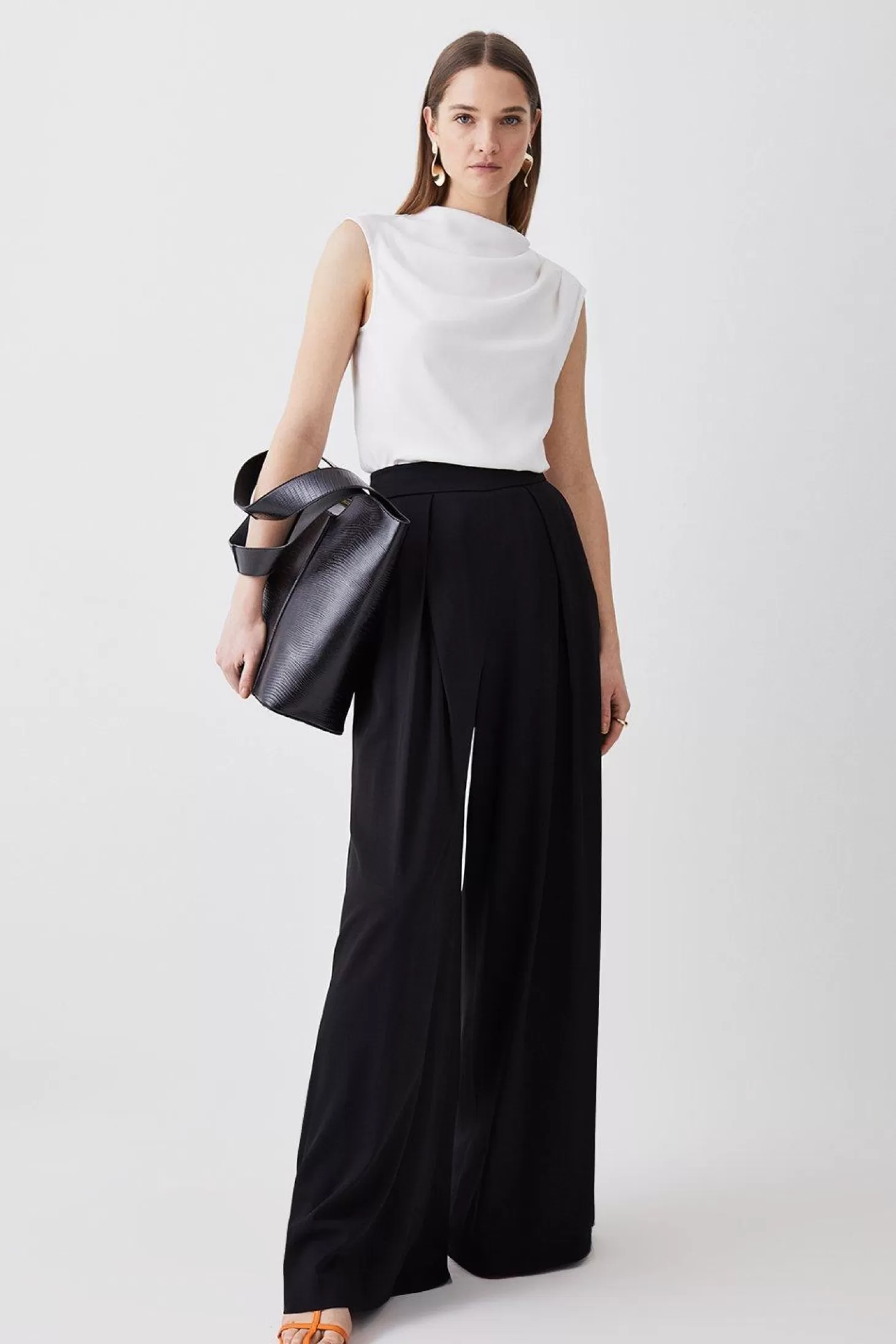 Karen Millen Pleat Detail Wide Leg Pants