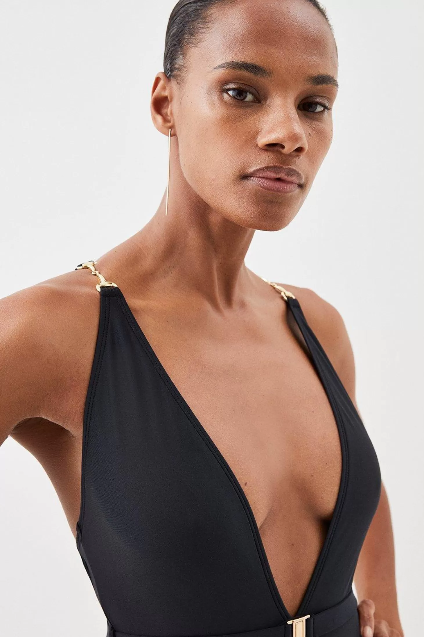 Karen Millen Plunge Belt Trim Detail Swimsuit