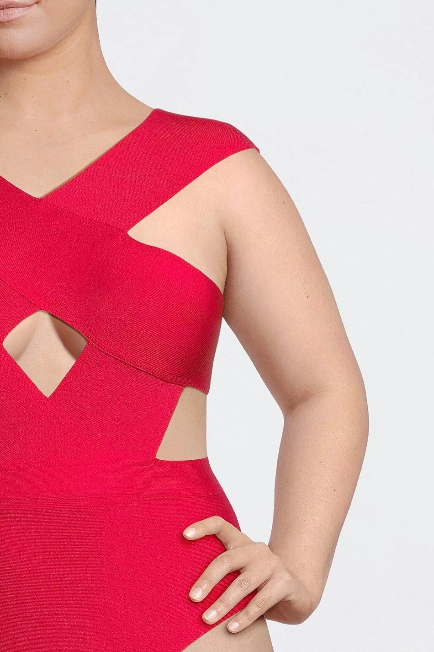 Karen Millen Plus Size Bandage Cross Front Cut Out Swimsuit