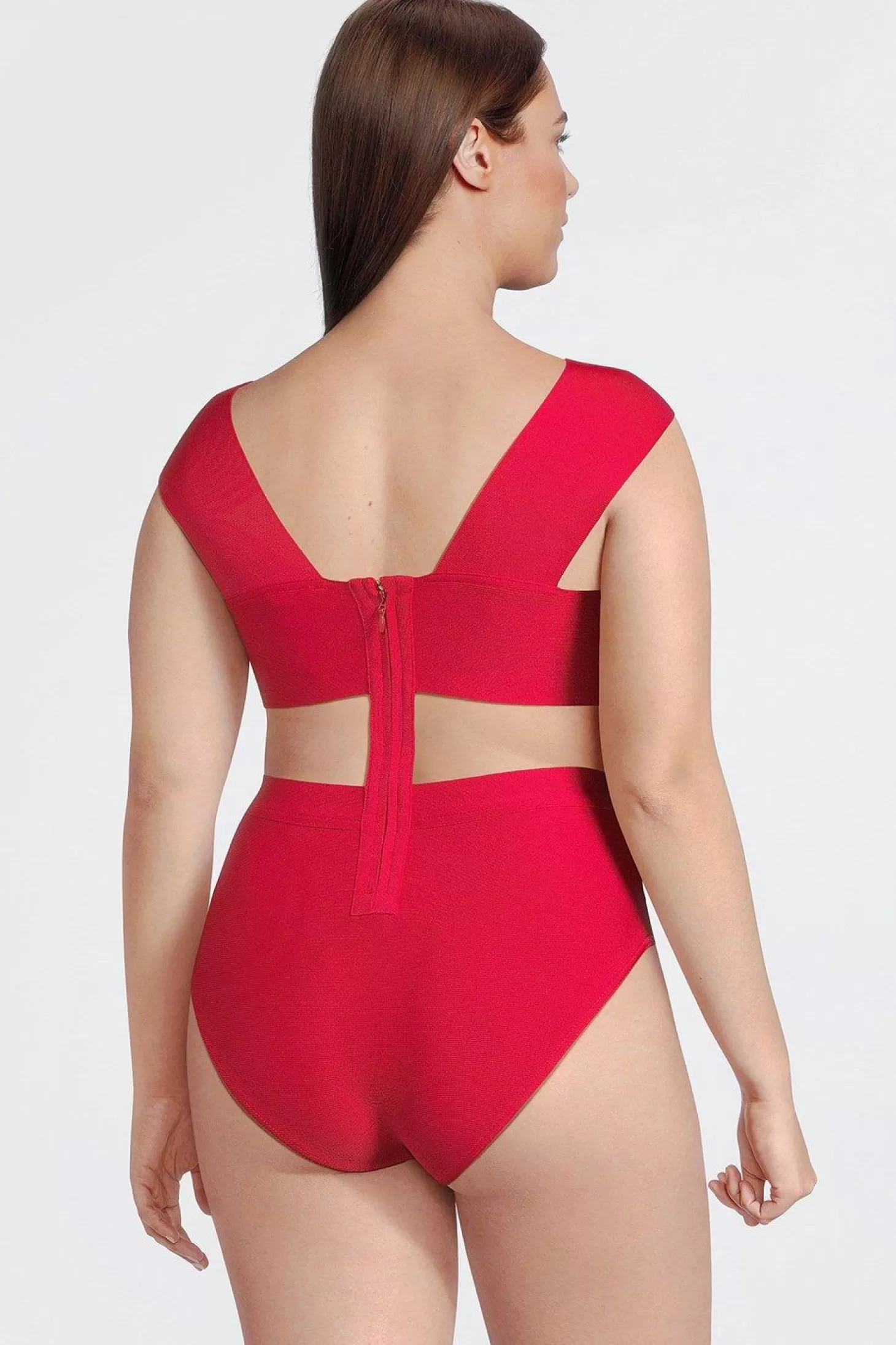 Karen Millen Plus Size Bandage Cross Front Cut Out Swimsuit