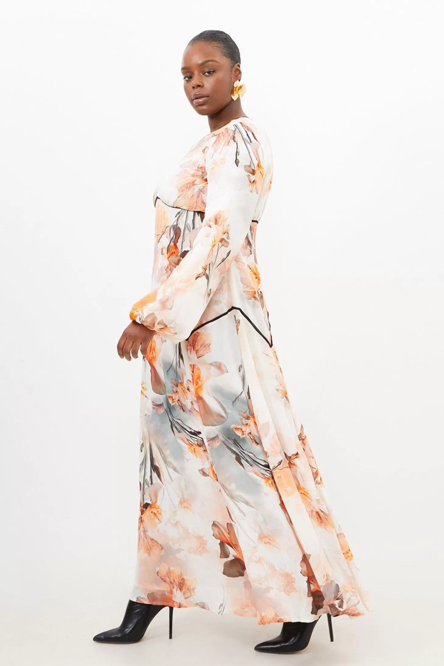 Karen Millen Plus Size Blurred Woven Column Maxi Dress