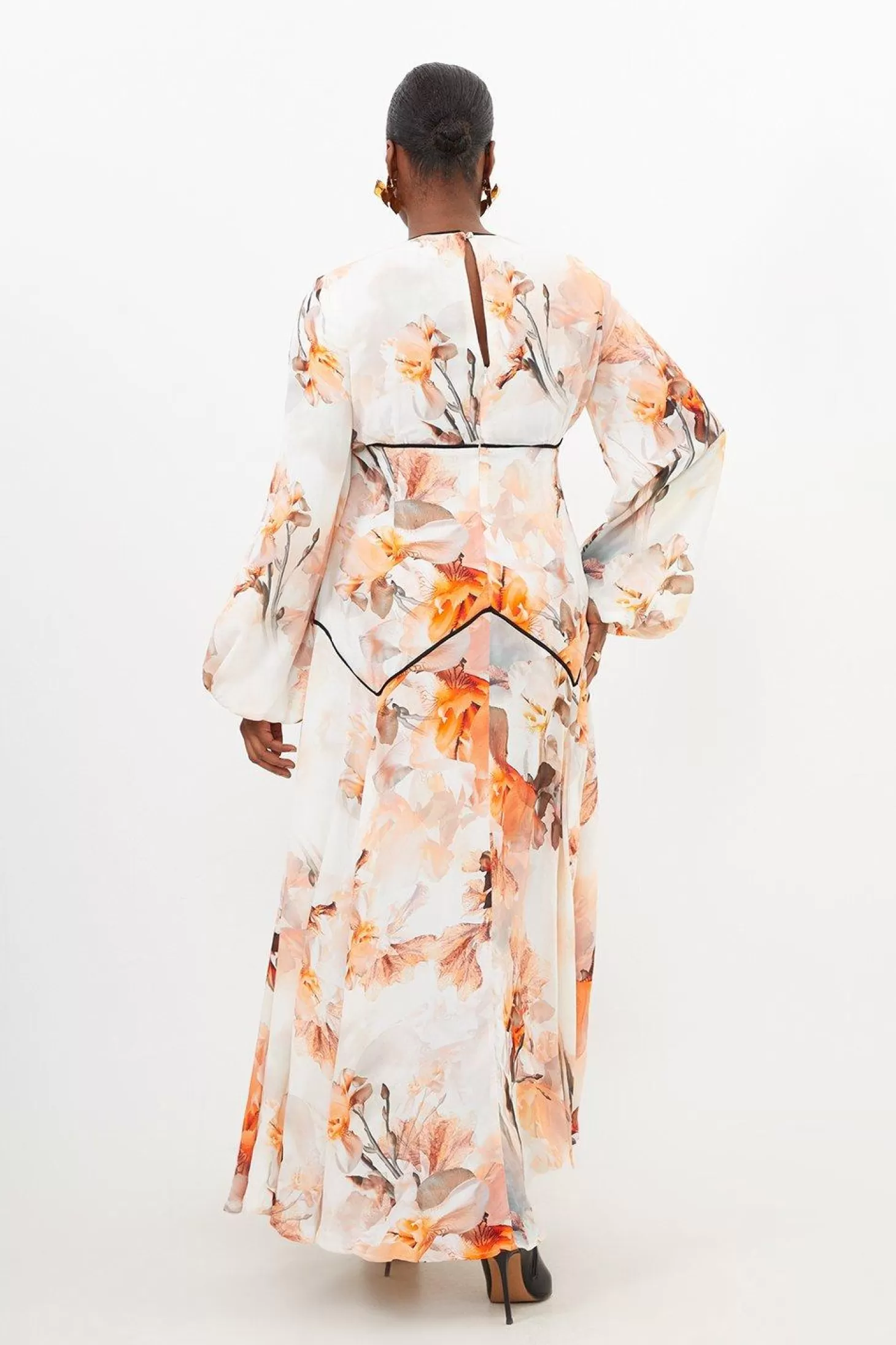 Karen Millen Plus Size Blurred Woven Column Maxi Dress