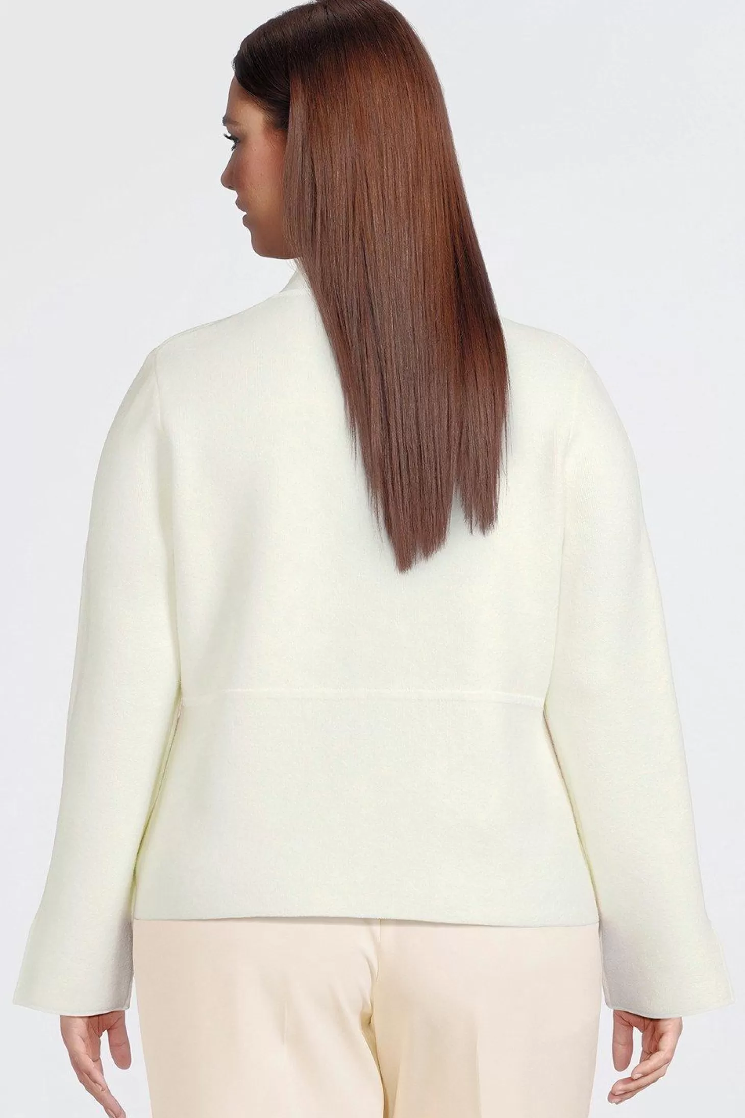 Karen Millen Plus Size Compact Wool Blend Knit Sleeve Jacket