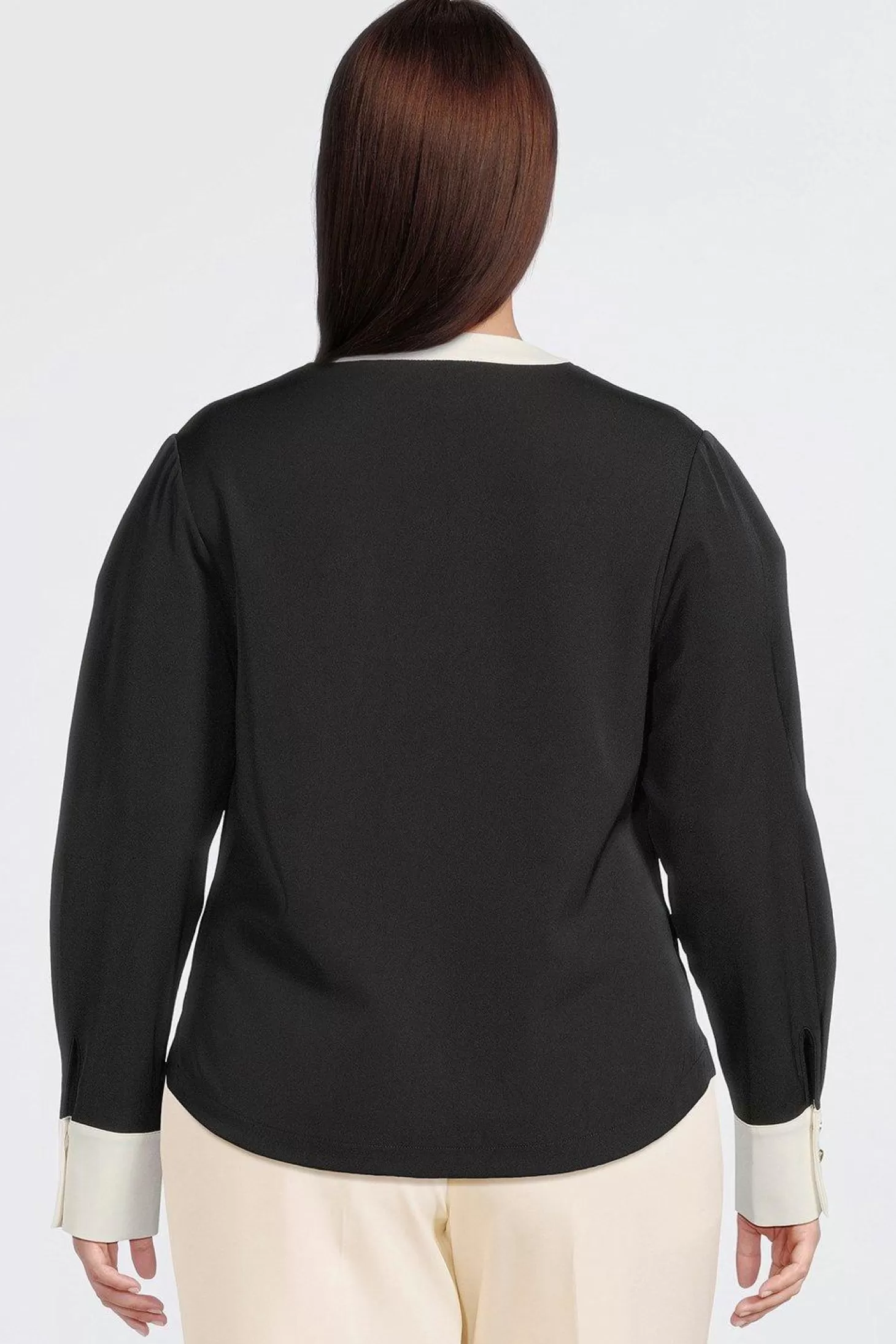 Karen Millen Plus Size Contrast Twill Long Sleeve Button Up Shirt