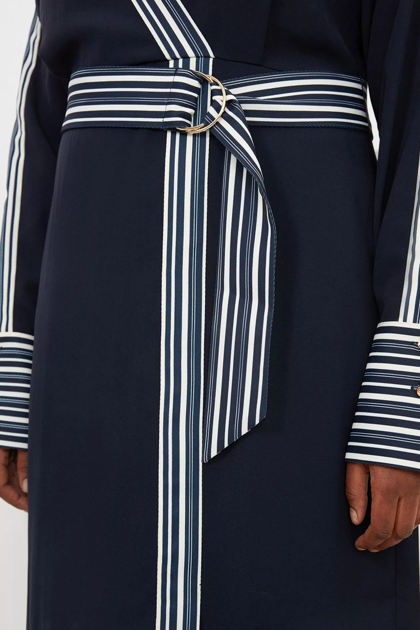Karen Millen Plus Size Contrast Twill Woven Belted Midaxi Dress
