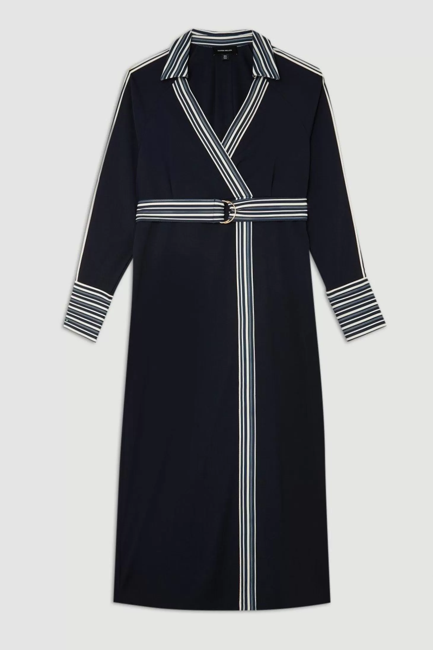 Karen Millen Plus Size Contrast Twill Woven Belted Midaxi Dress