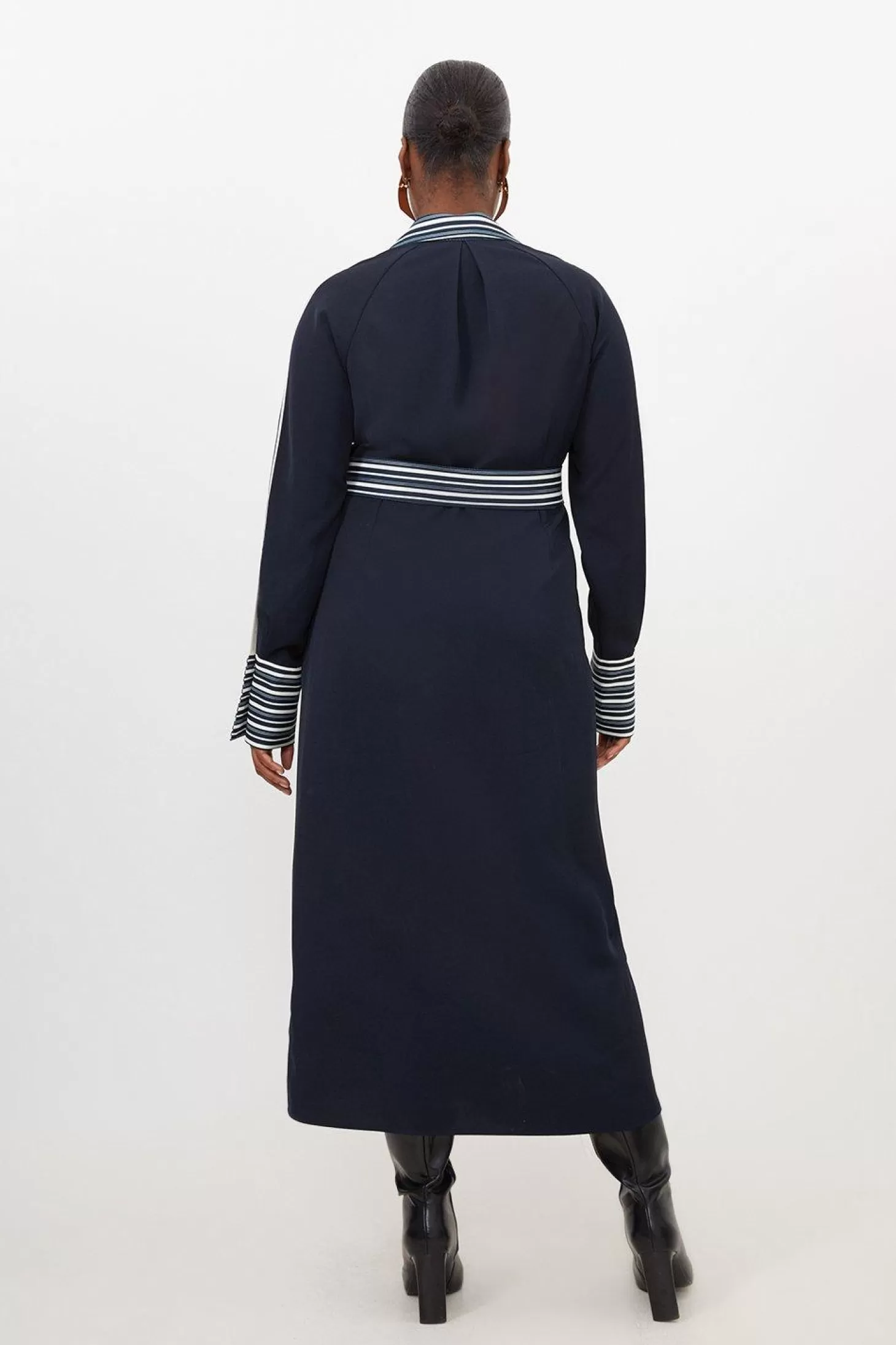 Karen Millen Plus Size Contrast Twill Woven Belted Midaxi Dress