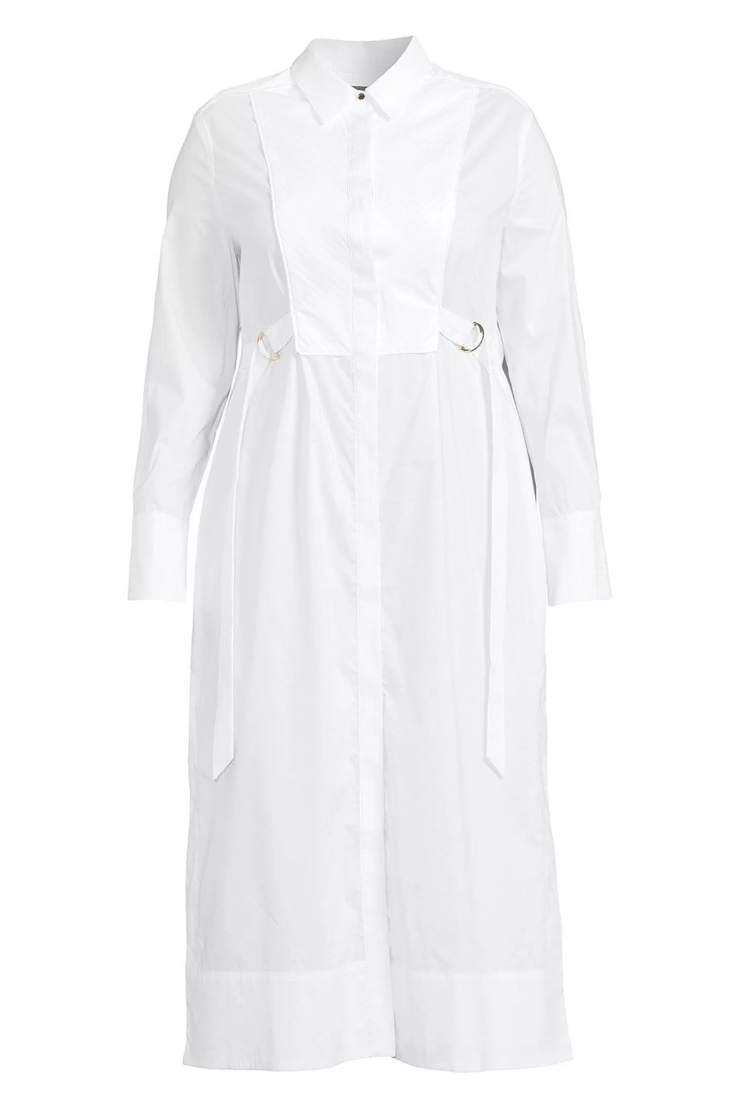 Karen Millen Plus Size Cotton Poplin Collared Midi Shirt Dress