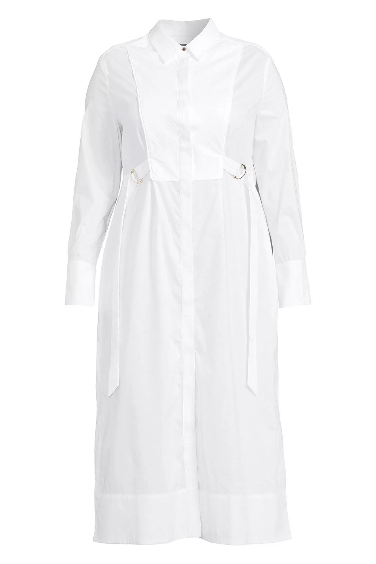 Karen Millen Plus Size Cotton Poplin Collared Midi Shirt Dress