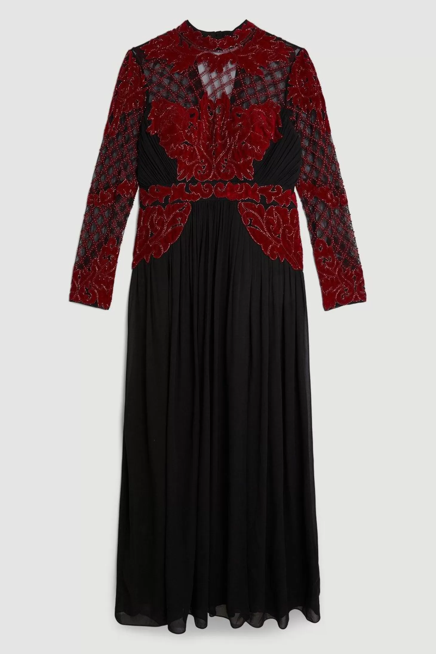 Karen Millen Plus Size Crystal Embellished Cut Out Woven Maxi Dress