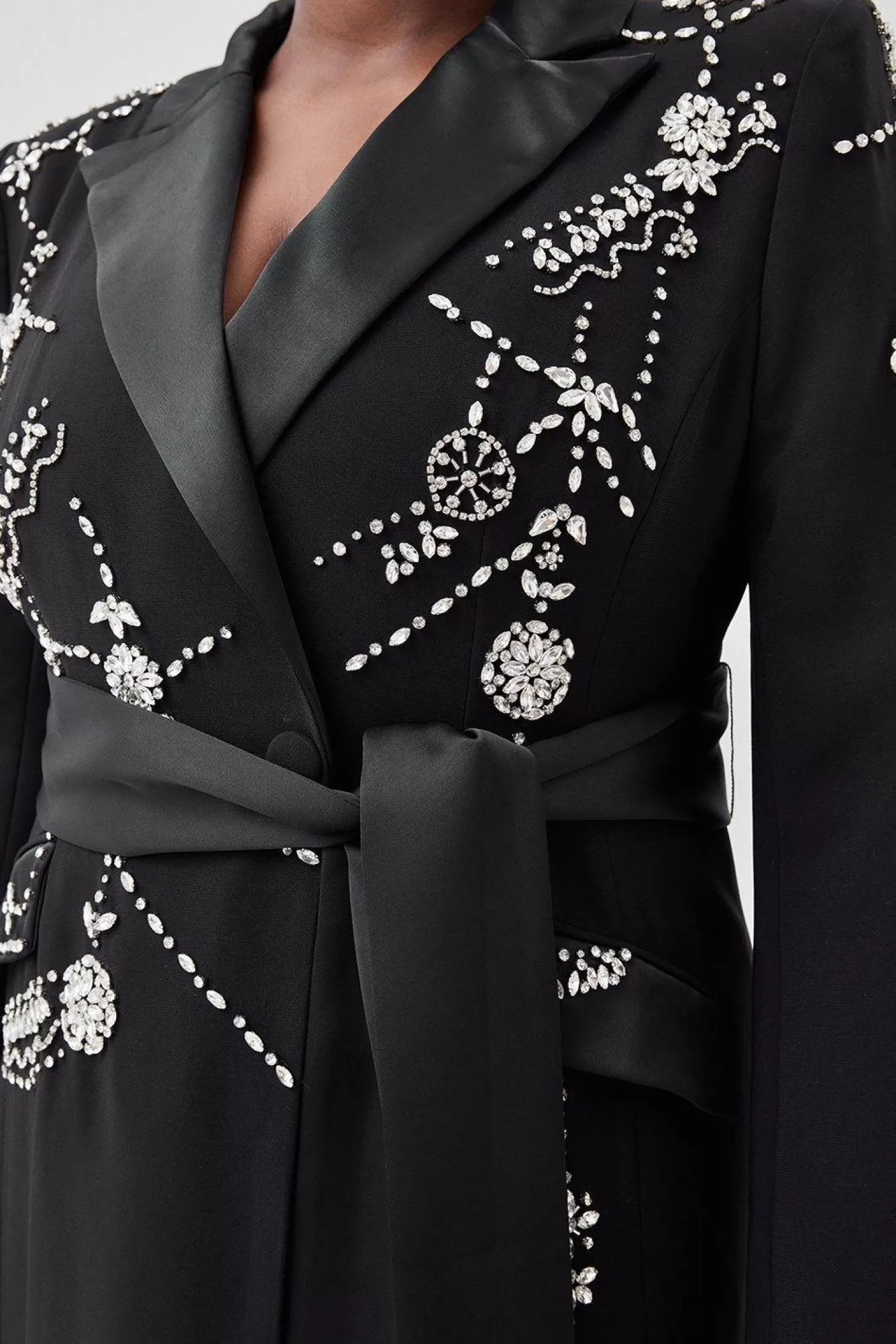 Karen Millen Plus Size Crystal Embellished Woven Midaxi Blazer Dress