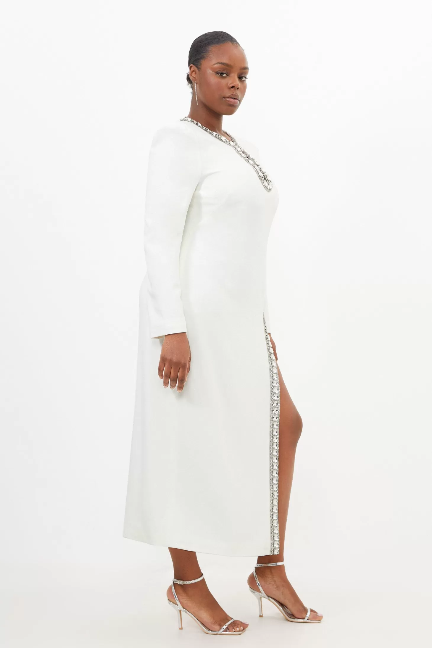Karen Millen Plus Size Cut Out Embellished Woven Maxi Dress