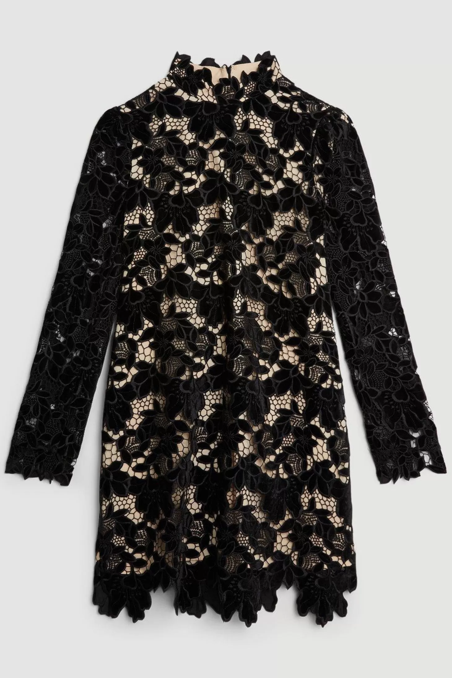 Karen Millen Plus Size Cutwork Velvet Woven Mini Dress