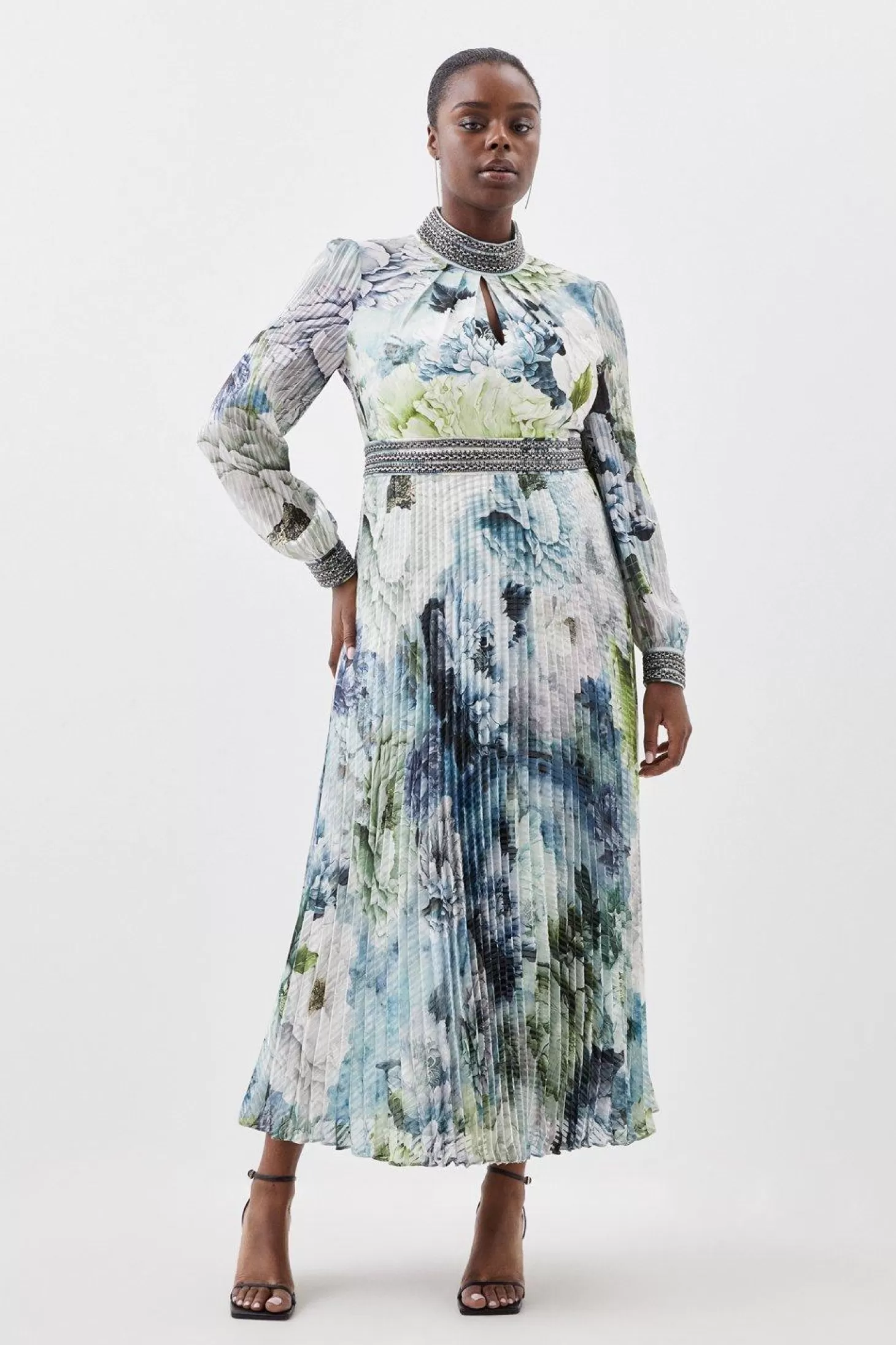 Karen Millen Plus Size Diamante Trim Woven Maxi Dress