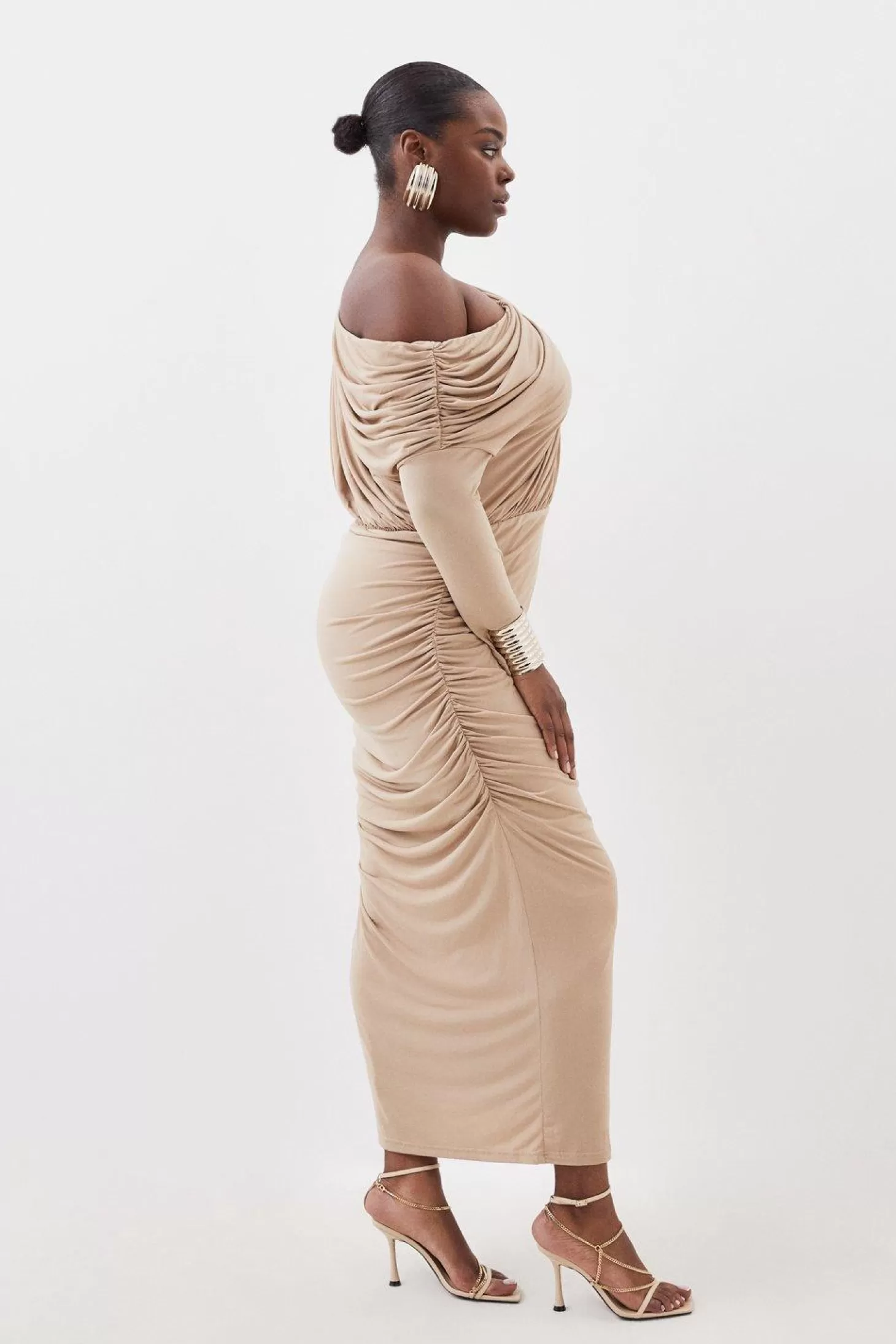 Karen Millen Plus Size Drapey Crepe Jersey Asymmetrical Midaxi Dress