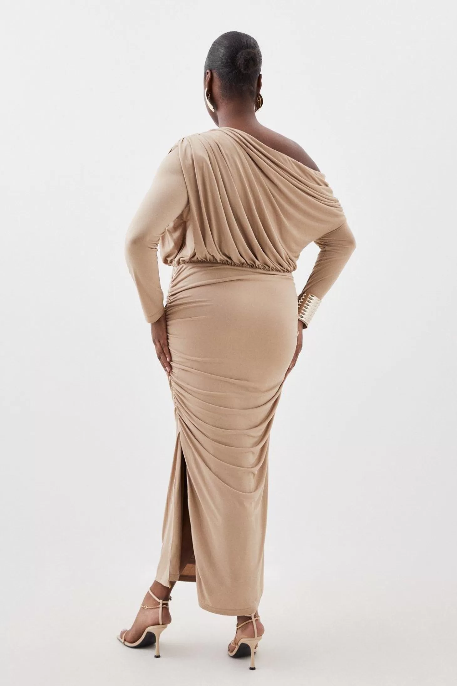 Karen Millen Plus Size Drapey Crepe Jersey Asymmetrical Midaxi Dress