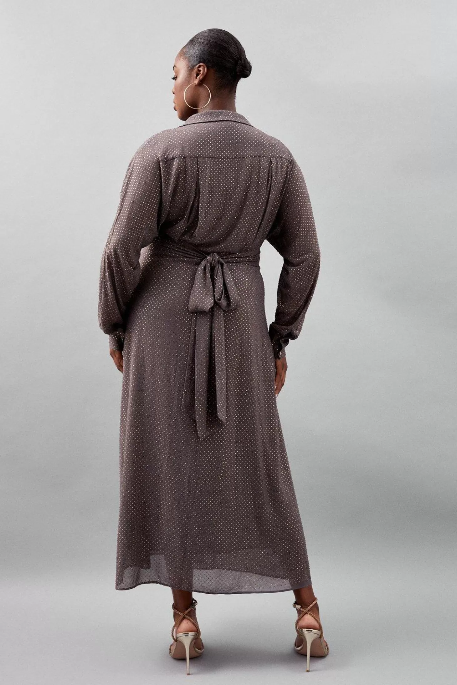Karen Millen Plus Size Embellished Plunge Batwing Woven Maxi Dress
