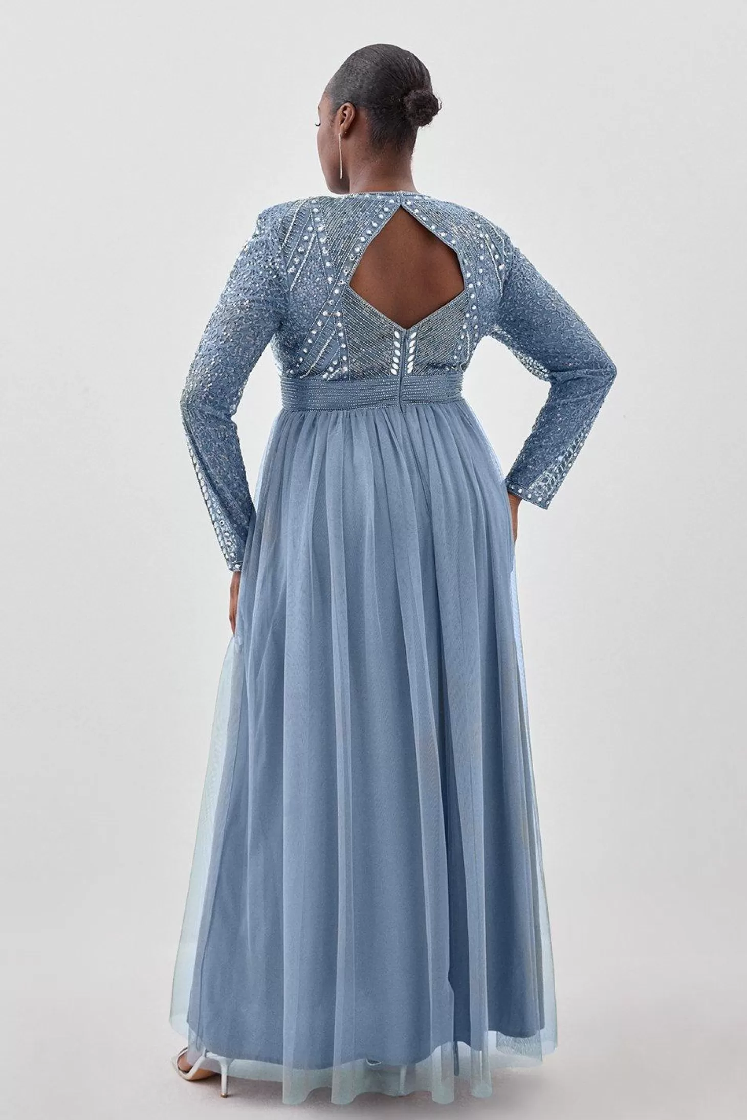 Karen Millen Plus Size Embellished Woven Maxi Dress With Tulle Skirt