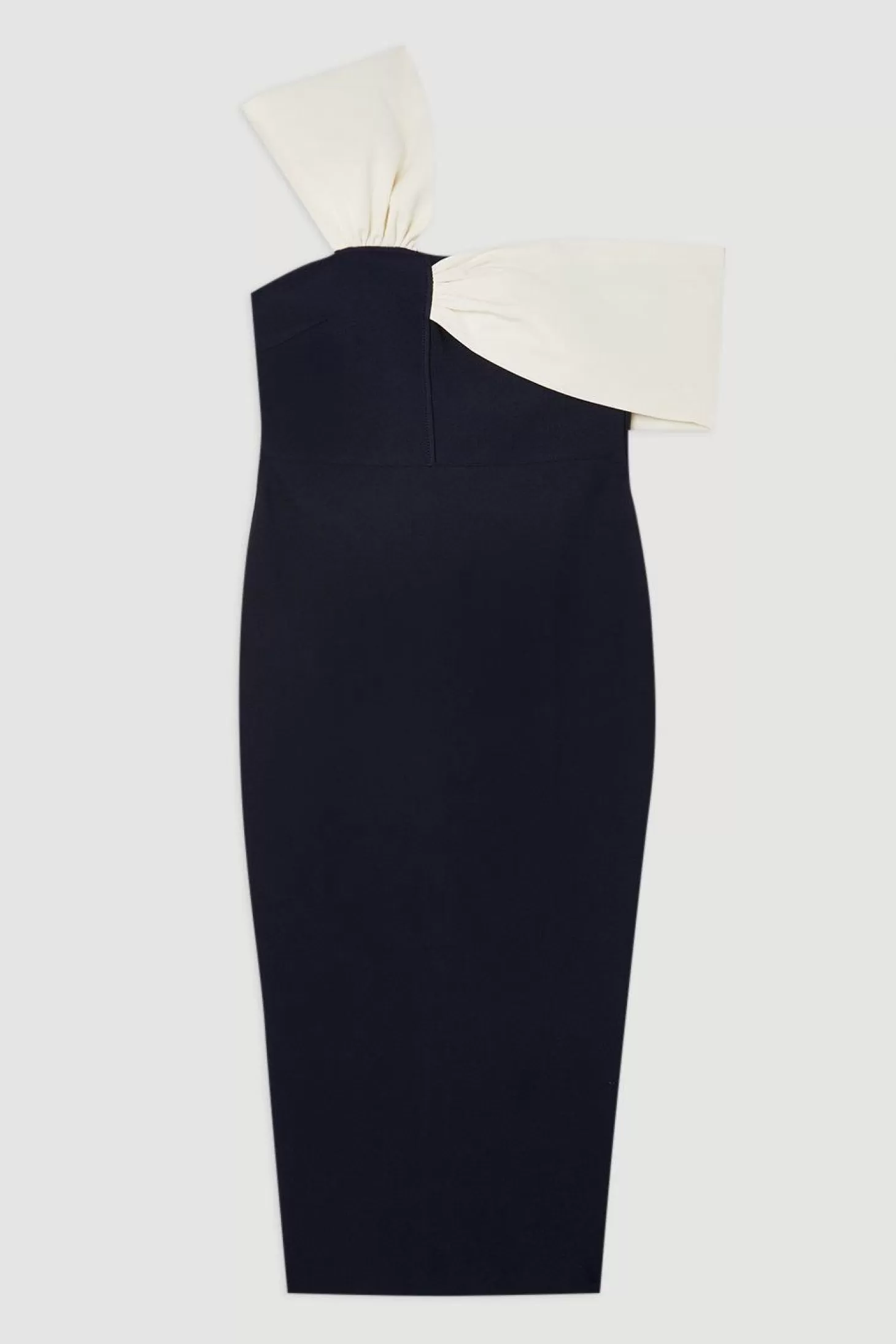 Karen Millen Plus Size Figure Form Bandage Knit Asymmetric Strap Midi Dress