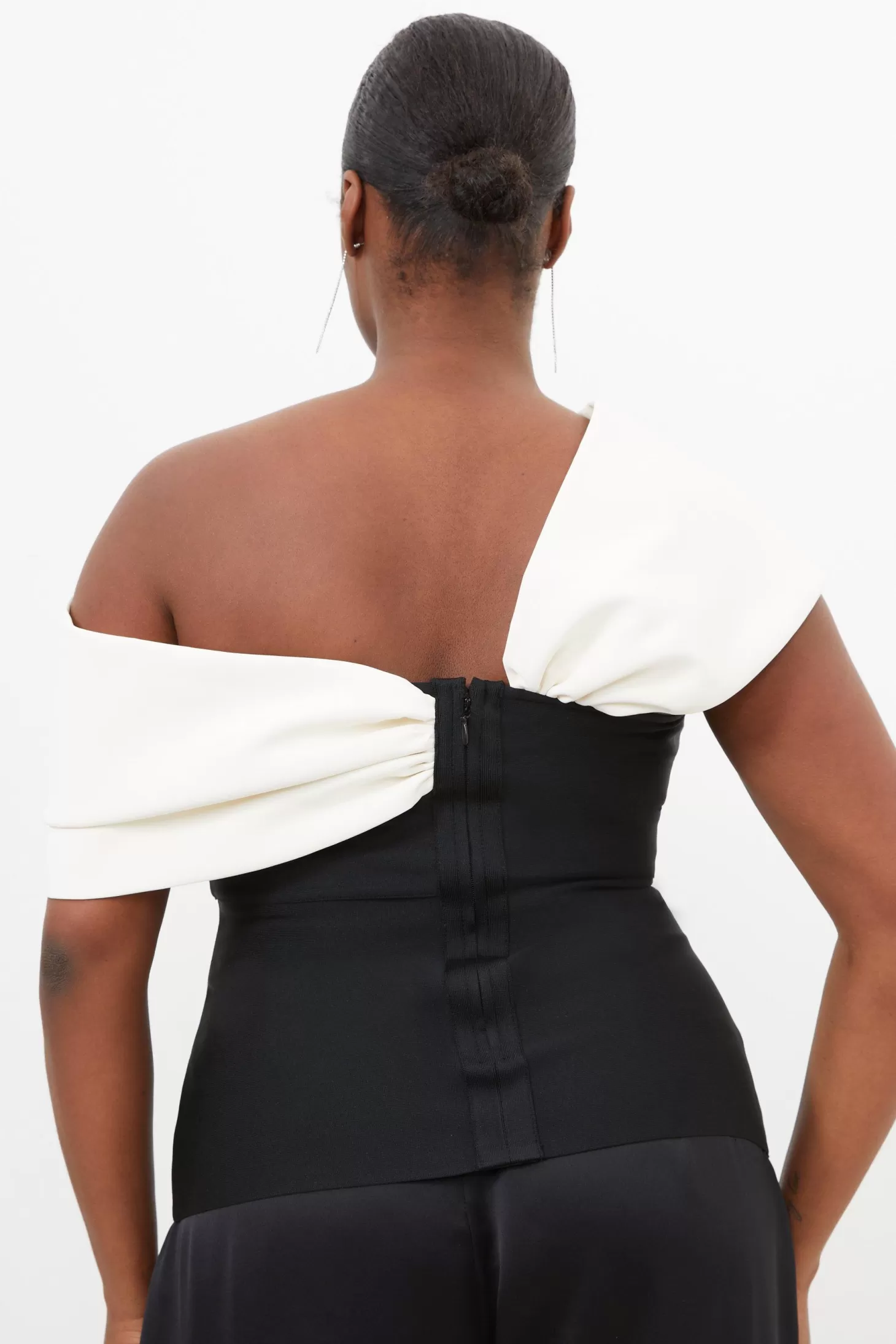 Karen Millen Plus Size Figure Form Bandage Knit Asymmetric Strap Top