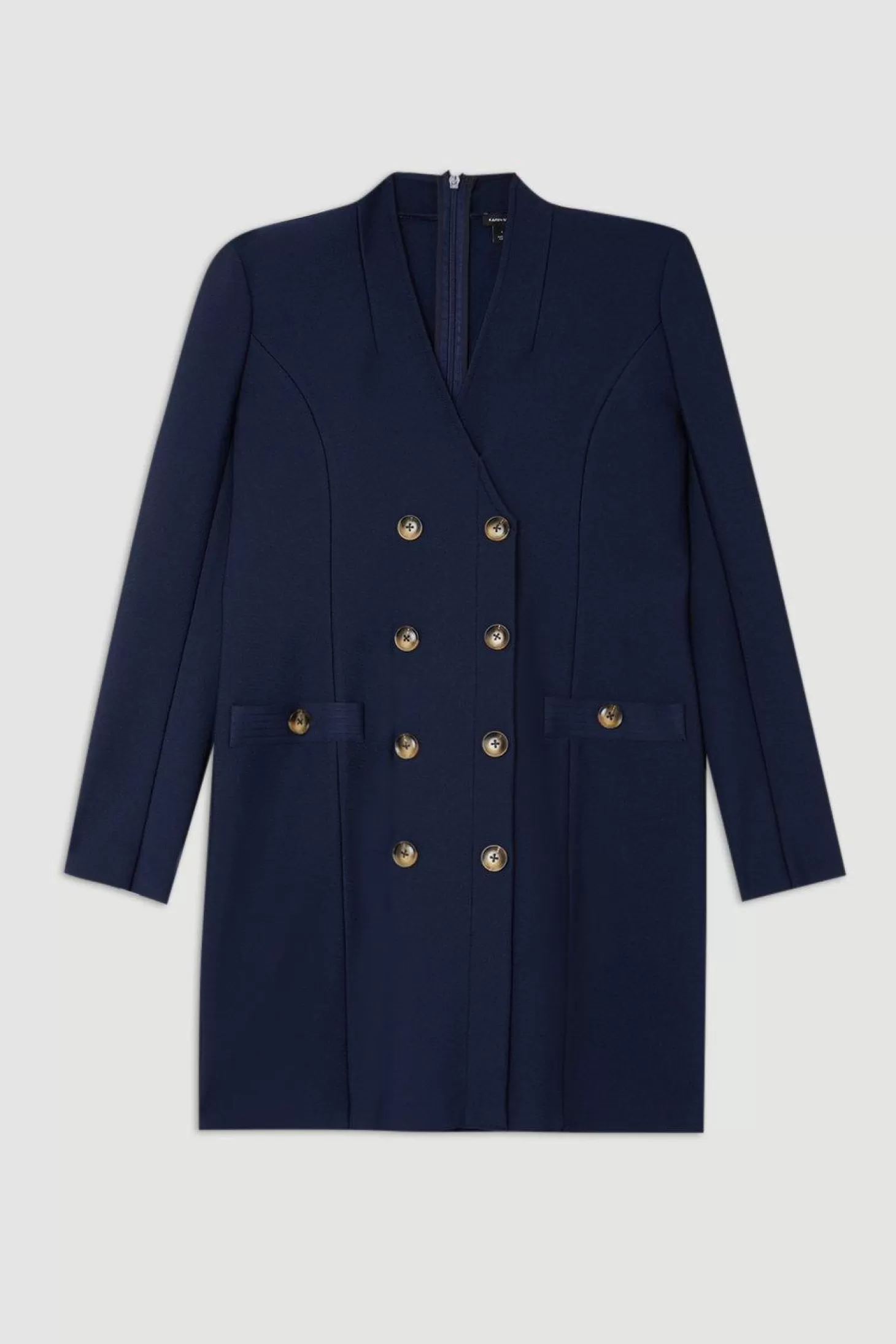 Karen Millen Plus Size Figure Form Bandage Knit Blazer Style Mini Dress