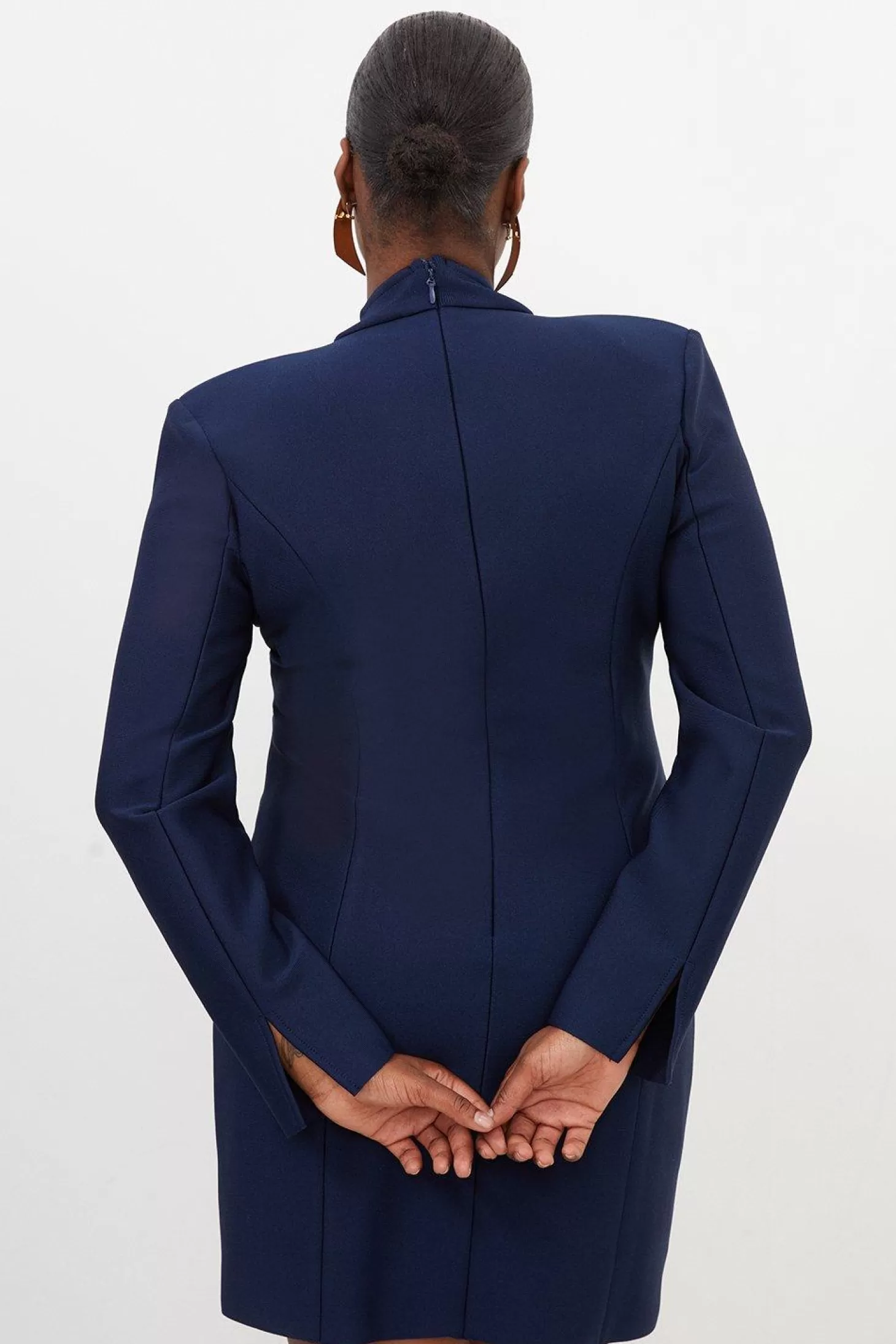 Karen Millen Plus Size Figure Form Bandage Knit Blazer Style Mini Dress