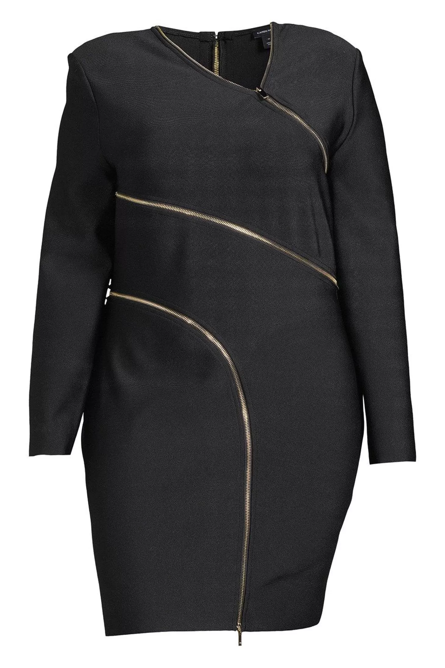 Karen Millen Plus Size Figure Form Bandage Zip Detail Mini Dress